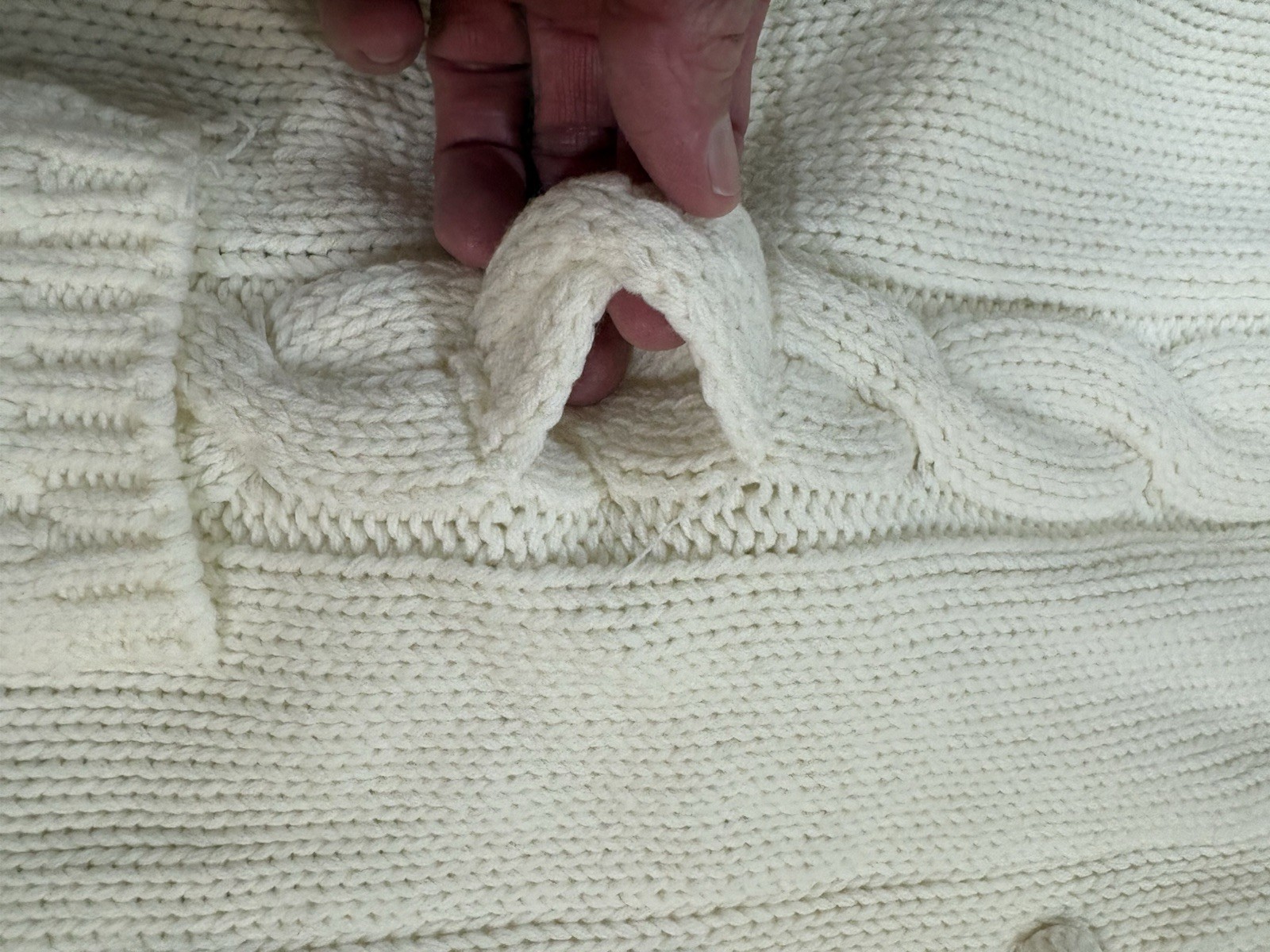 VTG Full Fashioned Loomed Ivory Knit Sweater Vest Button Up Pockets NO BELT Sz M