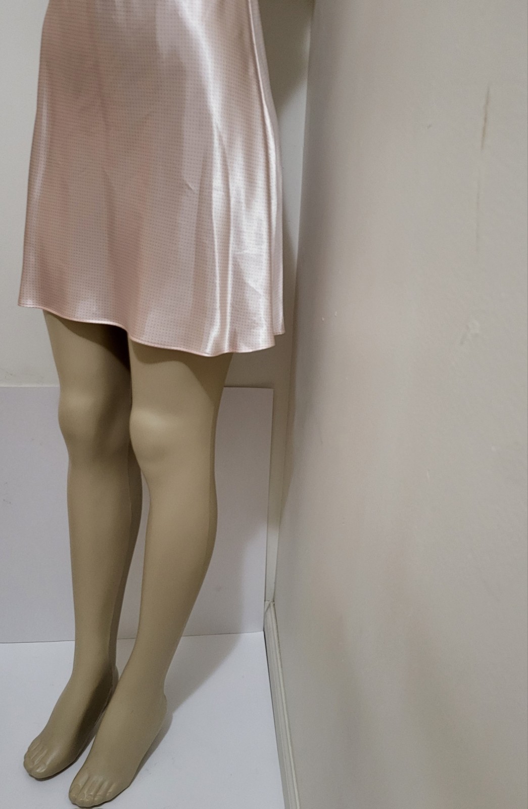 VTG Jones New York Babydoll Dress Cami Pink Satin Lingerie Black Lace Trim Sz S