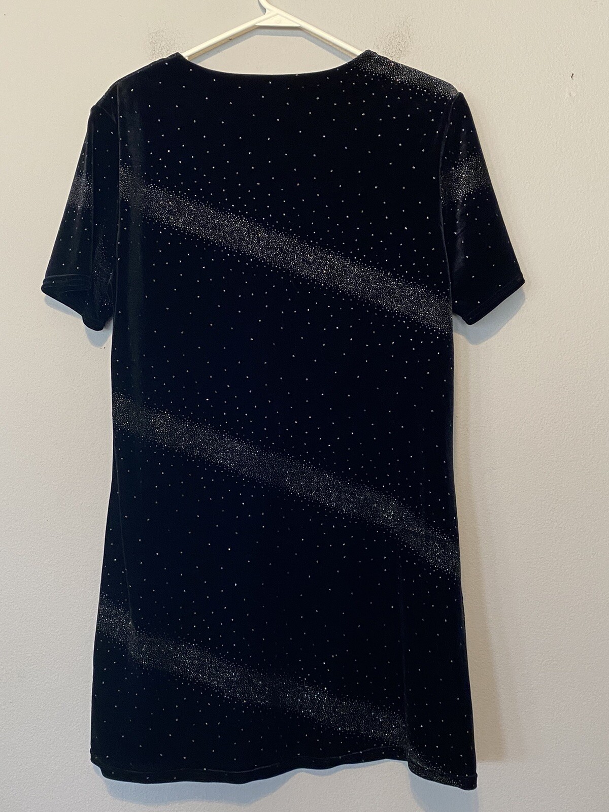 VTG Jaqueline Ferrar 90s Black Velvet Short Sleeve Midi Dress Size 14, Sparkle!!