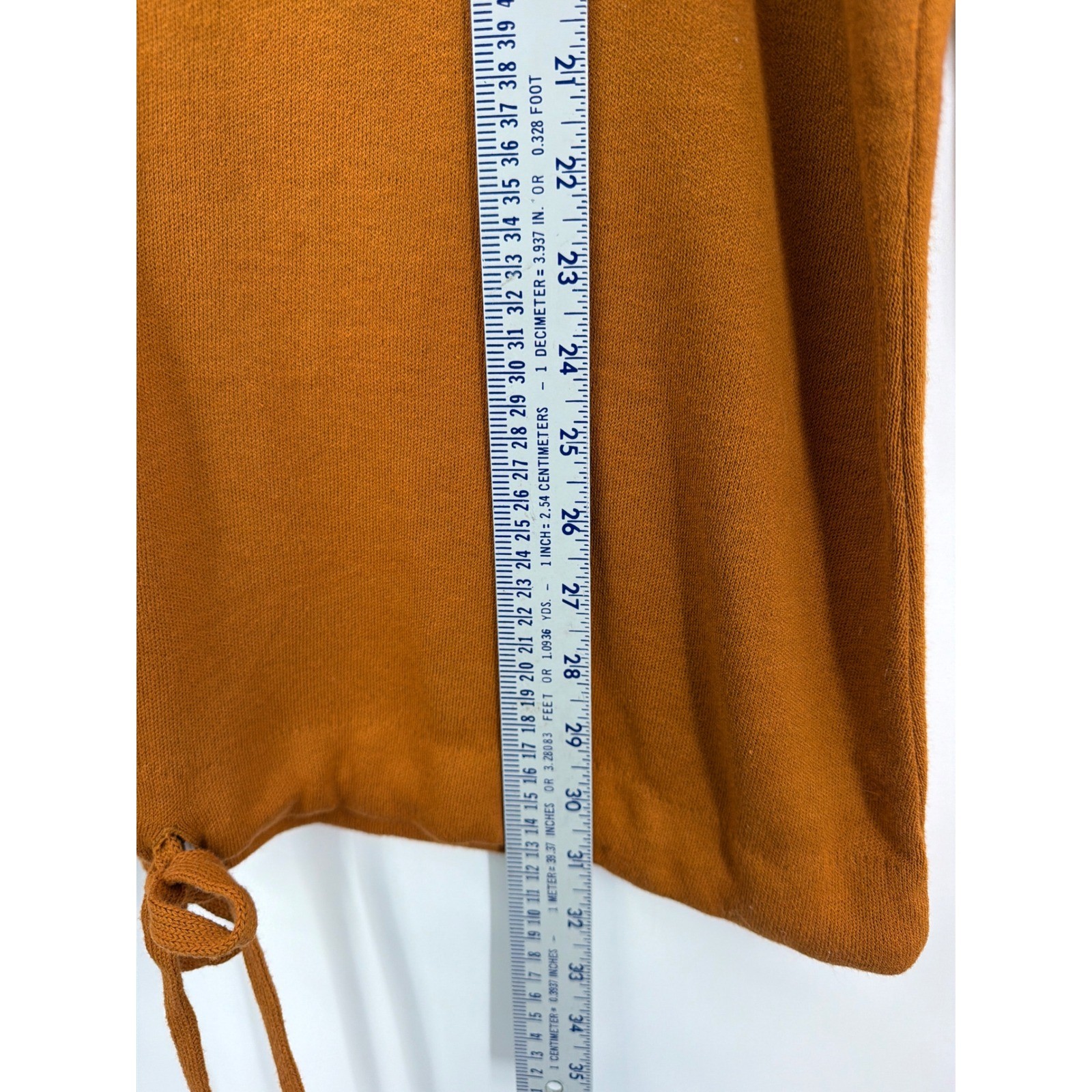 VTG Cool Wear Burnt Orange Hooded Keyhole Sweater Top 100% Cotton Made in USA OS