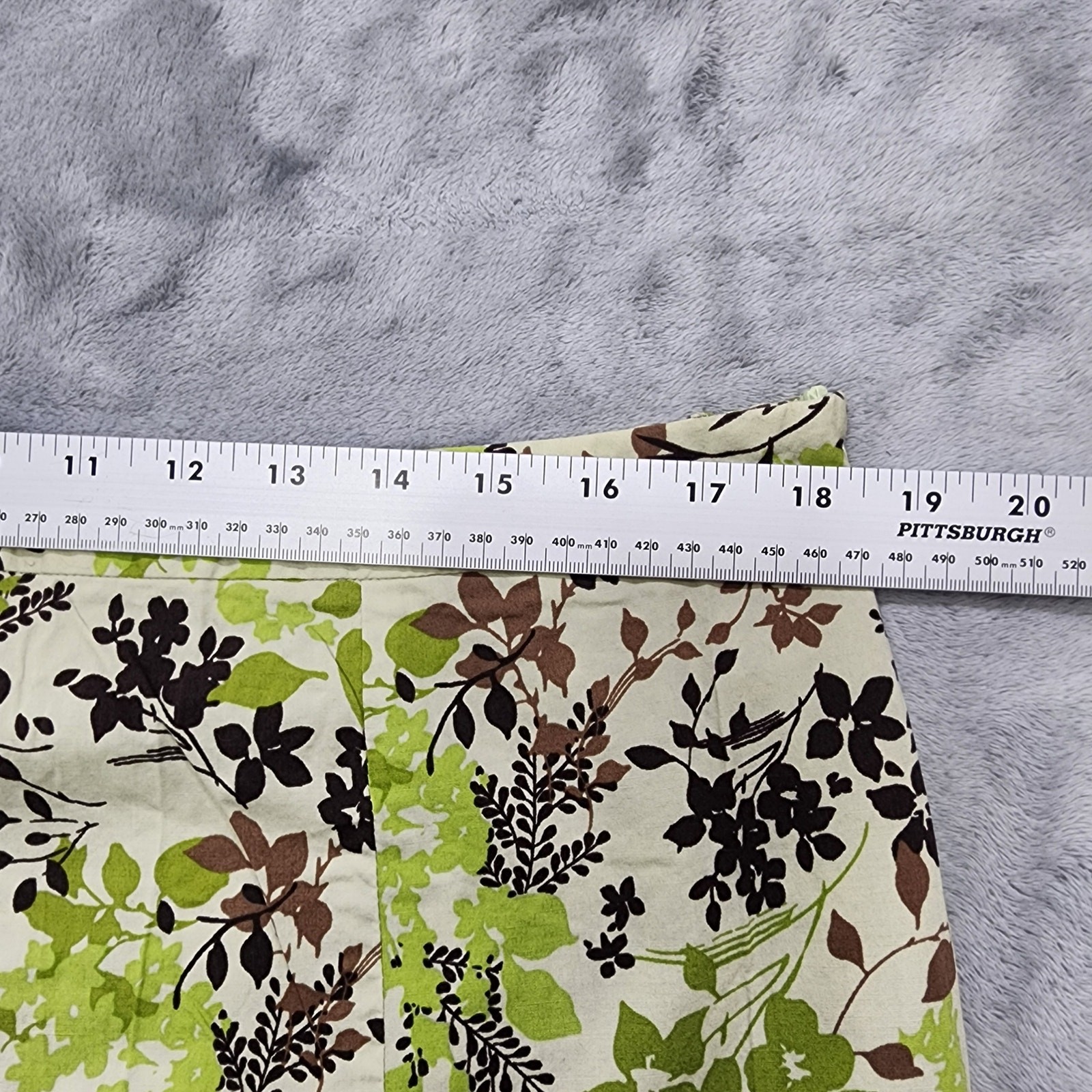 Vintage Elementz Skirt Womens XL Floral Green Brown Black Flare Hem Side Zip