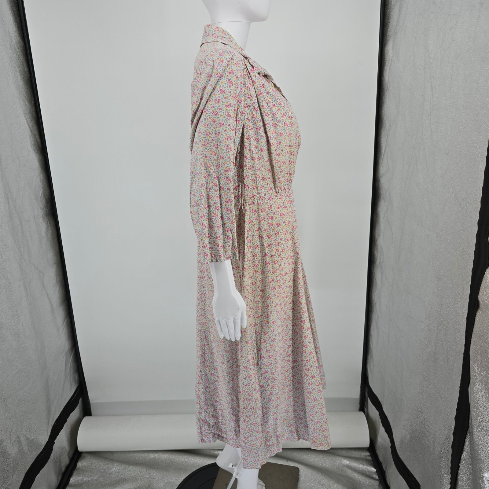 Vintage 1940s Ditsy Floral Pattern Cotton Midi Housedress/Day Dress (12/L)