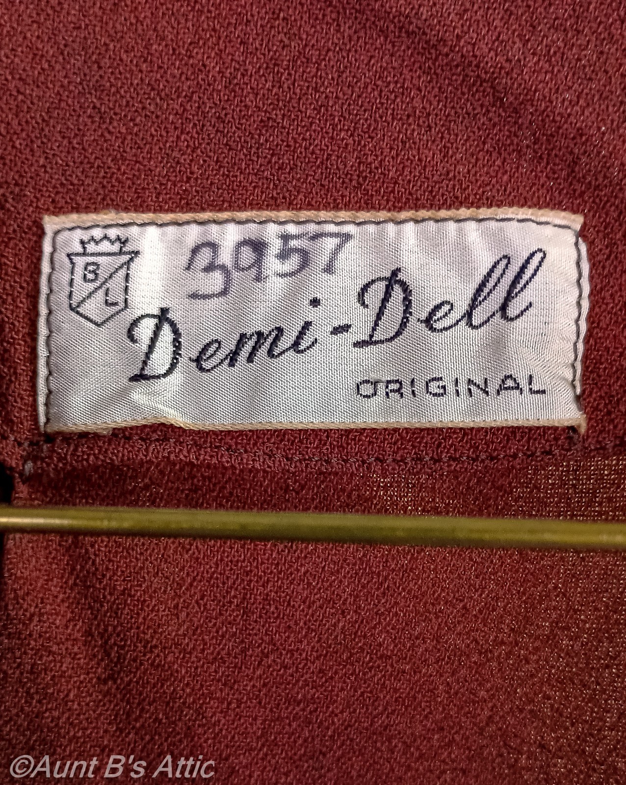 Vintage 40’s Demi Dell Originals 3Pc Br/Gold Rayon Crepe Dress Jacket & Belt LG