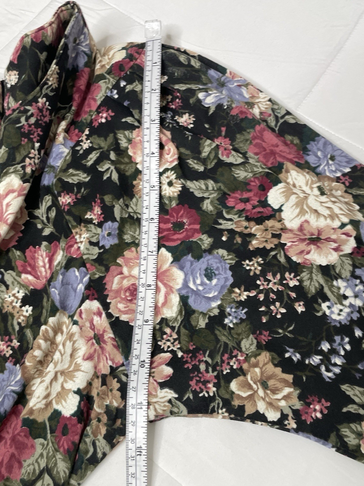 Vintage 80s Paquette Too Floral Midi Dress Womens 10 Black Cottagecore USA