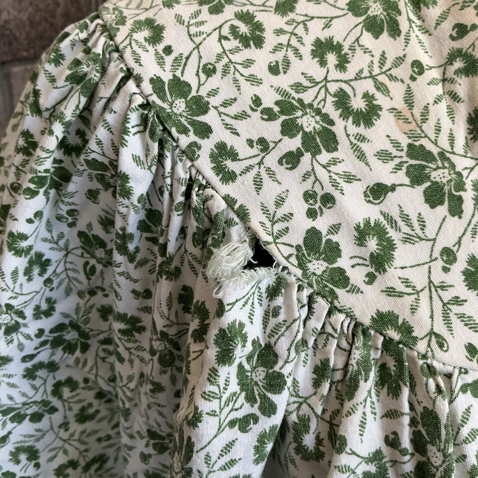VTG Floral Snap Front Housecoat Duster Robe Green Short Sleeve Plus Size 1X 32C7