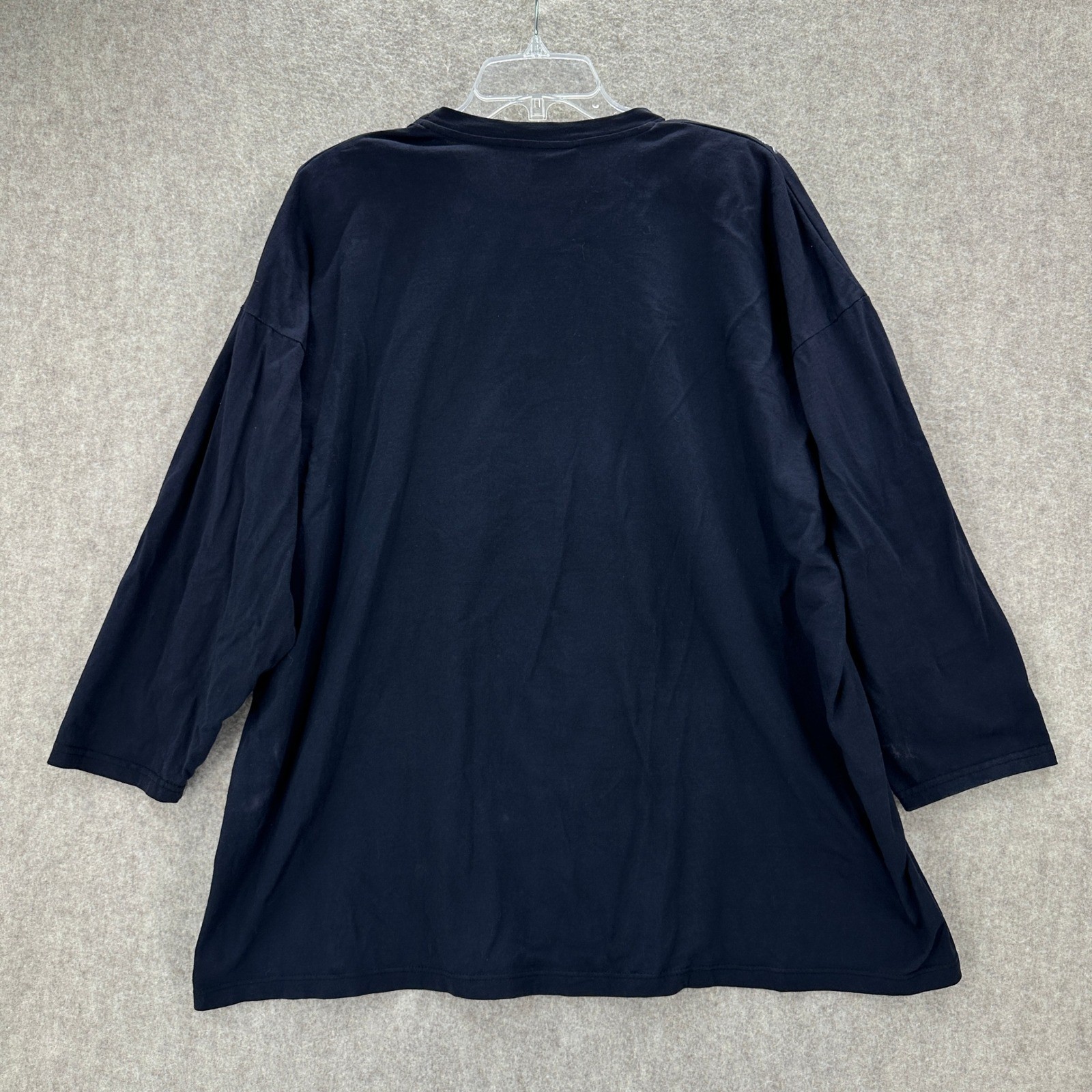 VTG Black Paint Embellished Long Sleeve T-Shirt Feather Southwestern Boho Dolman