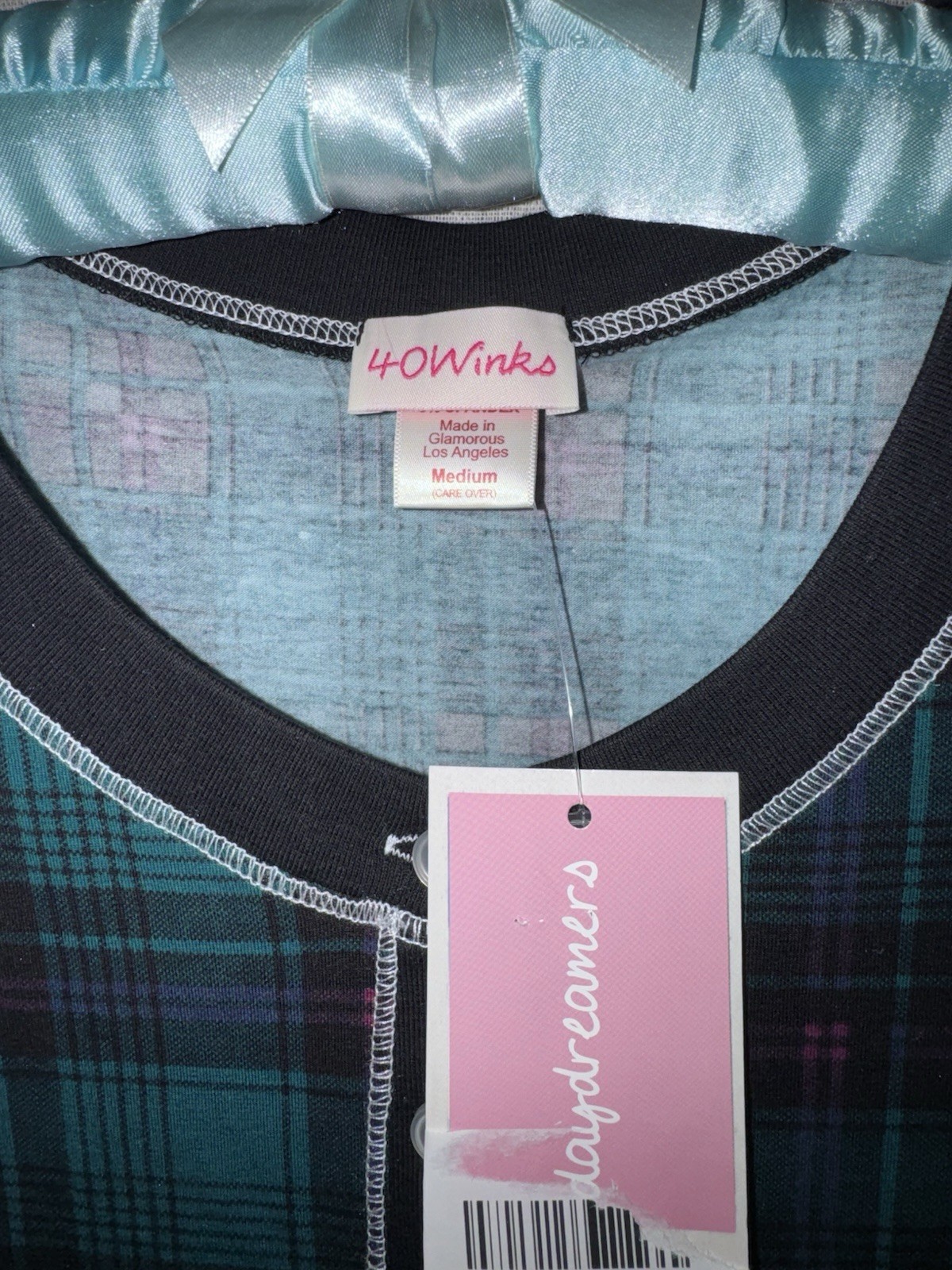 NEW 40 Winks By BedHead Nightgown Medium (Runs Small) Blue/Green Stretch NWT