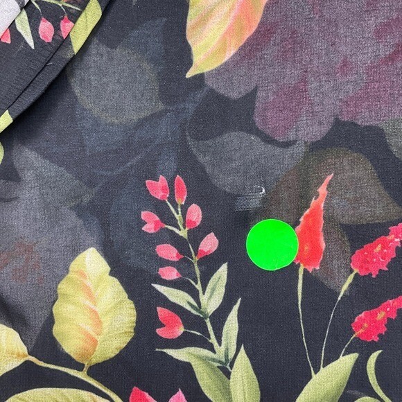 Sweet Pea Stacy Frati Duster Women L Black Floral Peony Sheer Kimono Boho Robe
