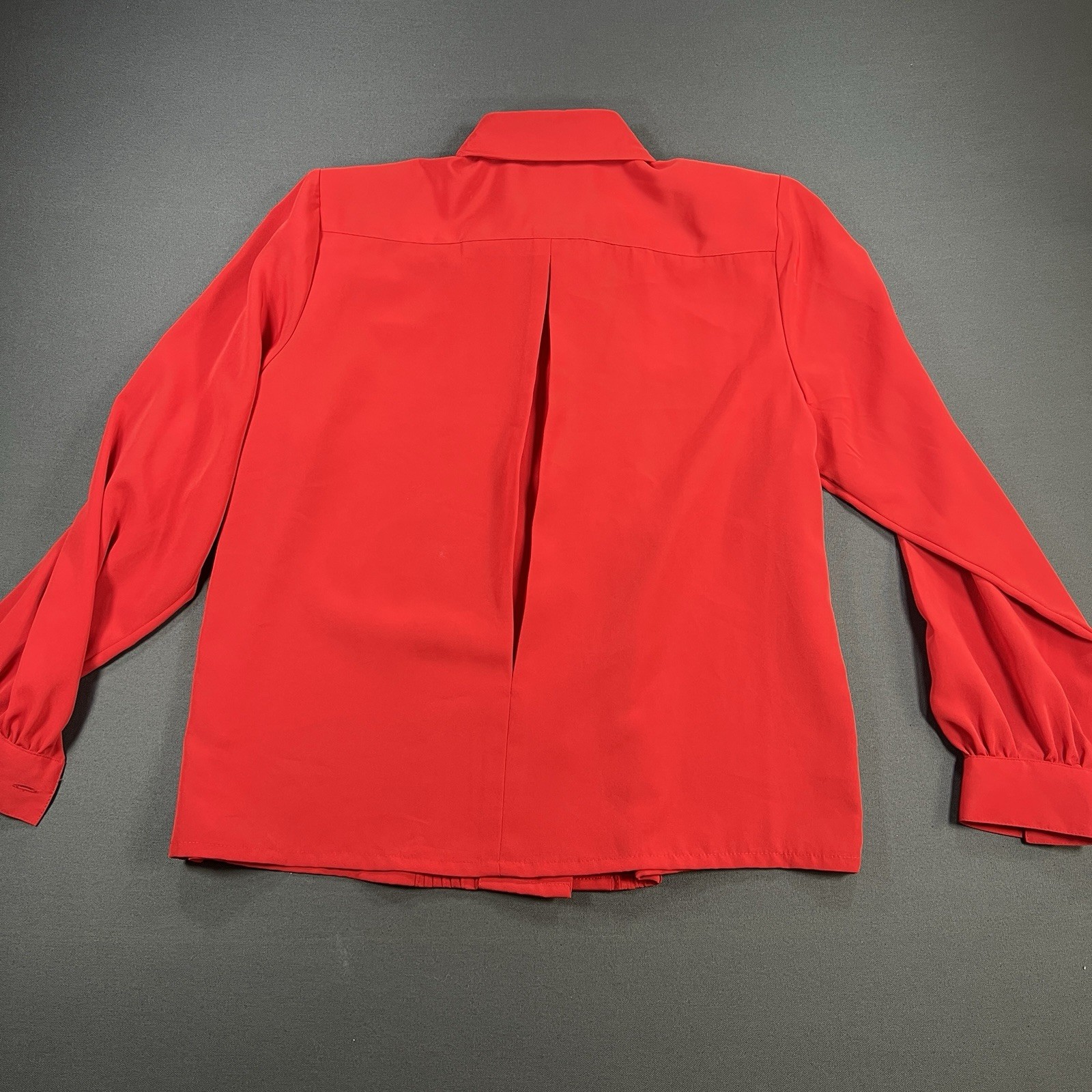 Vintage Yves St. Clair Petites 12P Red Pintuck Embroidered Blouse Shoulder Pads