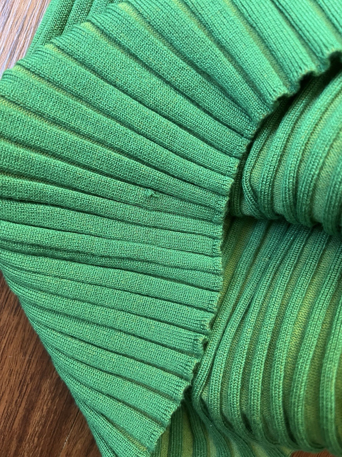 Vintage Y2K Ribbed Knit Top XL Green Turtleneck Chunky Cyber Grunge Office 90s
