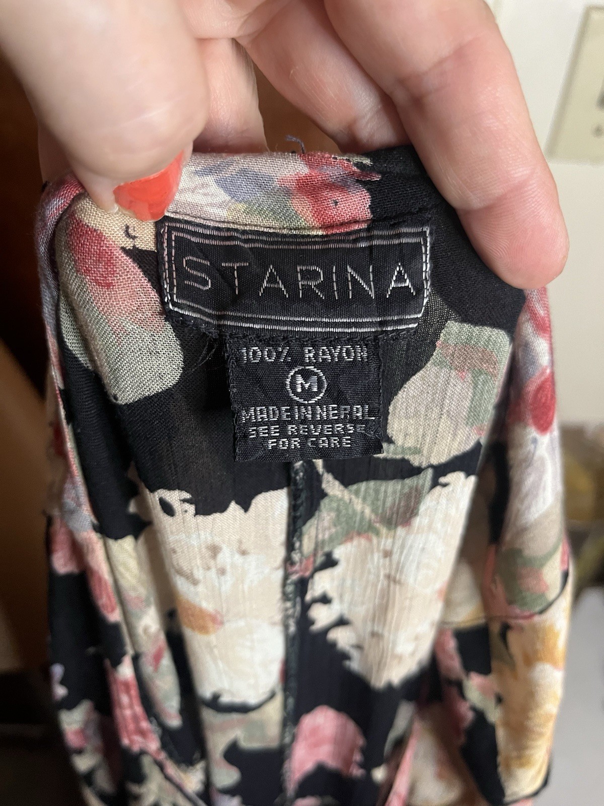 VTG Starina 90s Babydoll Dress in Black Pink Floral Whimsy Grunge Pull-Over~M