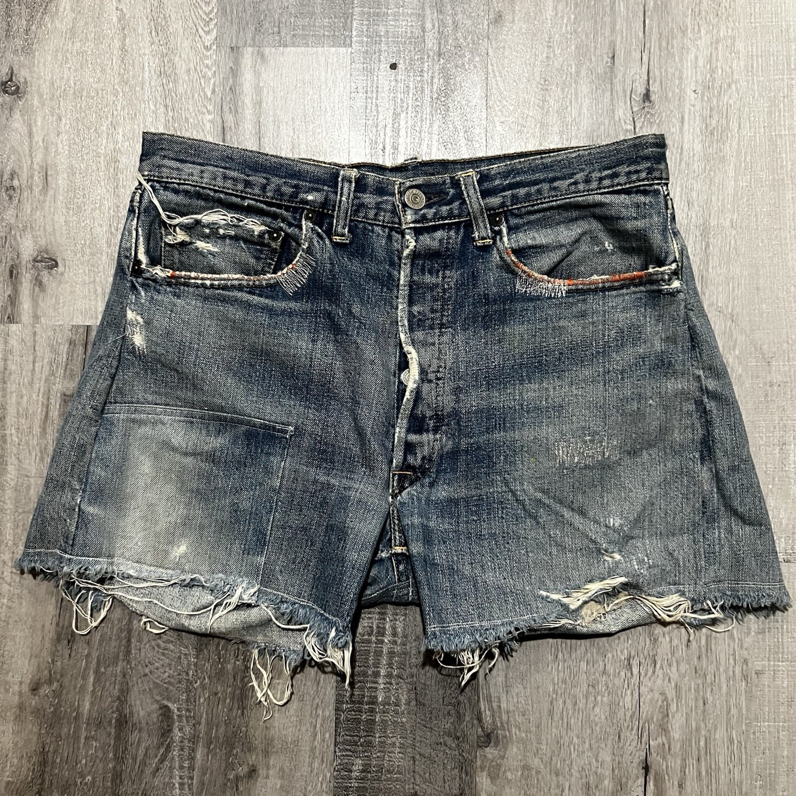 Vintage 60s Levi’s Denim Shorts 31 Blue 501 Big E Cut Off Distressed Selvedge