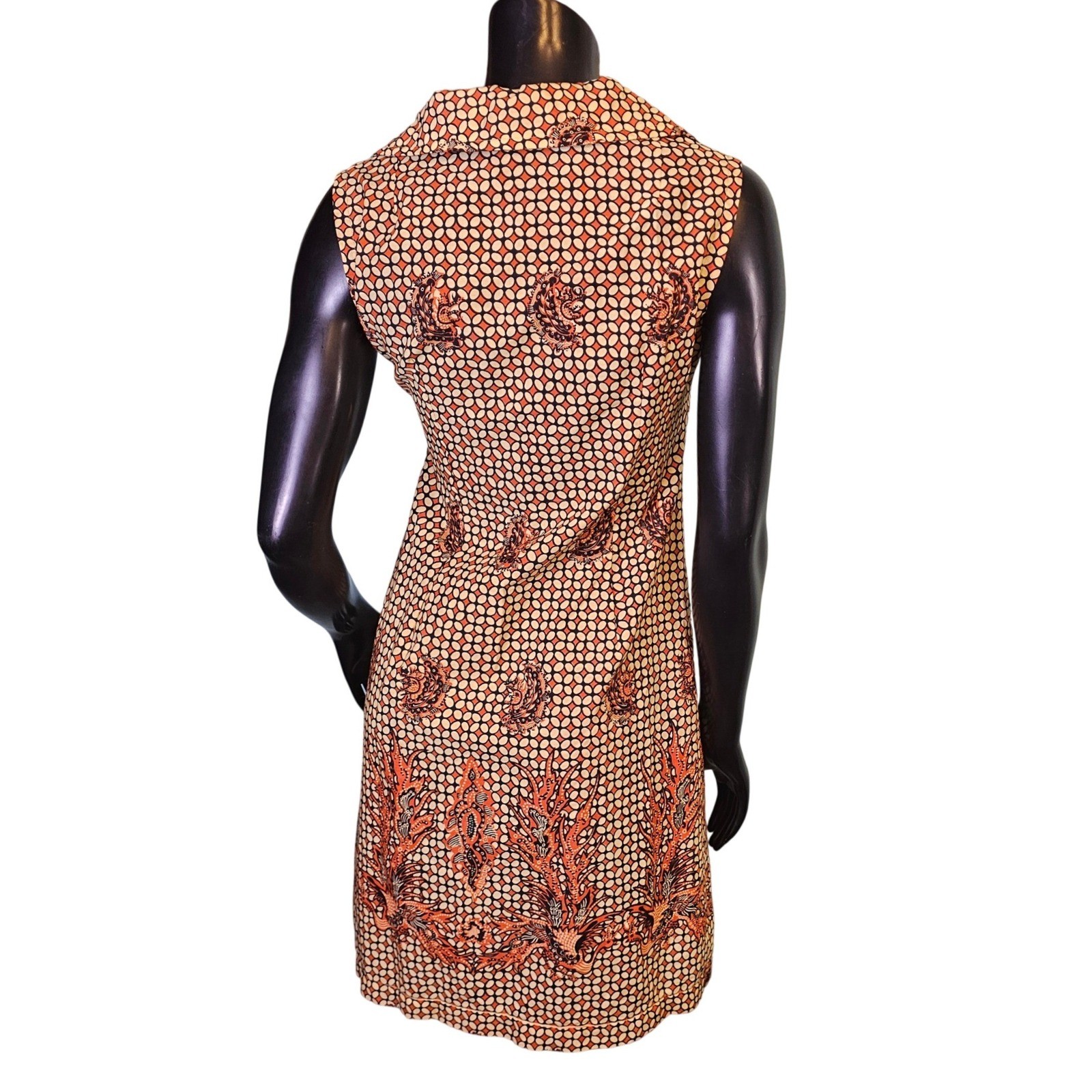 Vintage 60s Mandarin Hong Kong Batik Print Sleeveless Aline Mod Shift Dress