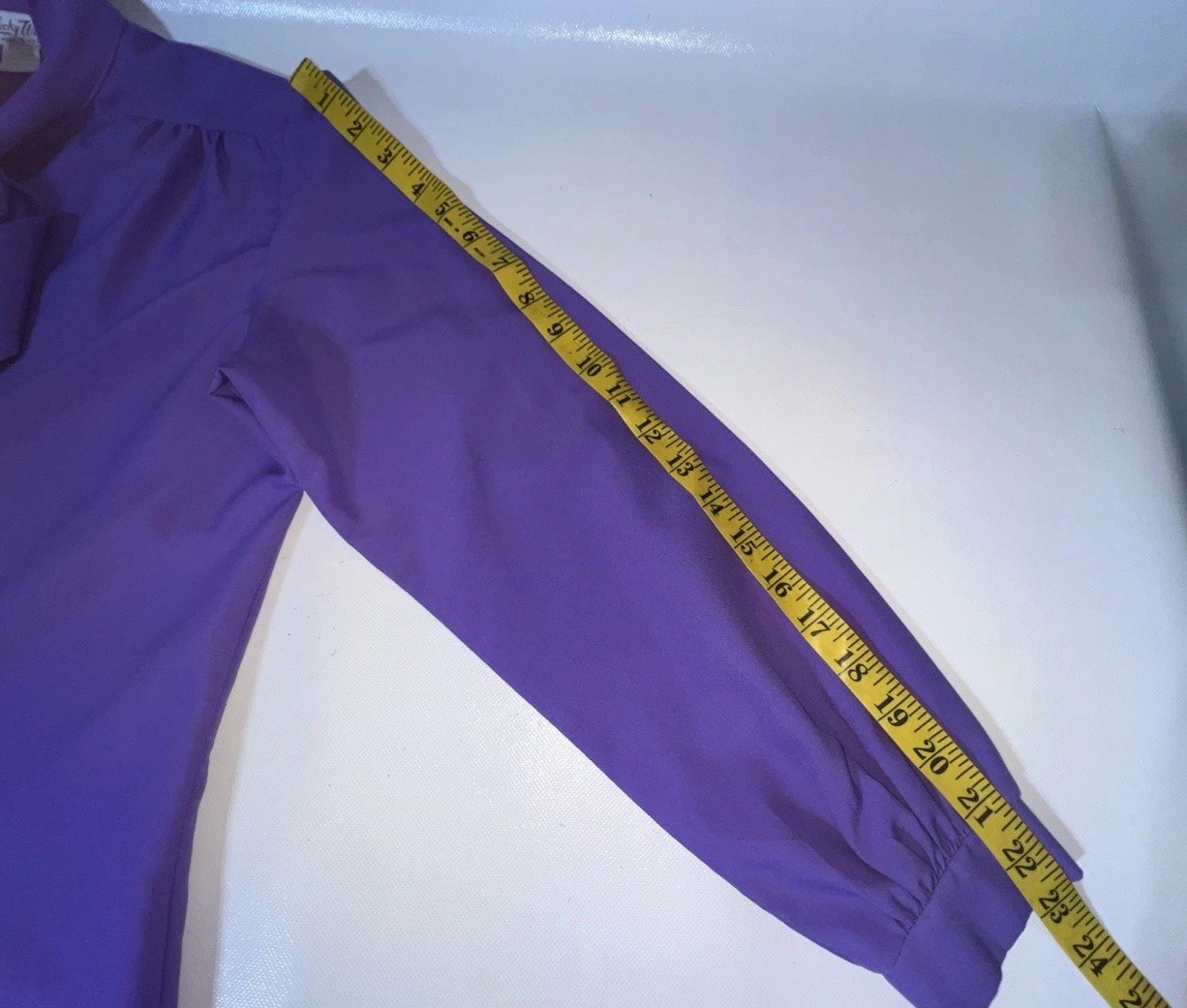 Vintage 70’s Lucky Winner Blouse Pussy Bow Purple Size 16 Business Casual