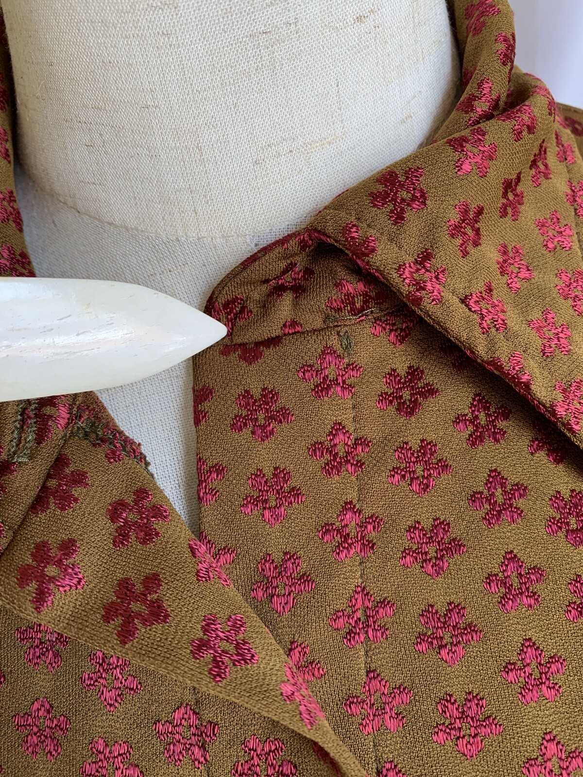 90s does 70s Chartreuse Fuchsia Flower Power Shirt Blouse Touch Me USA Retro M