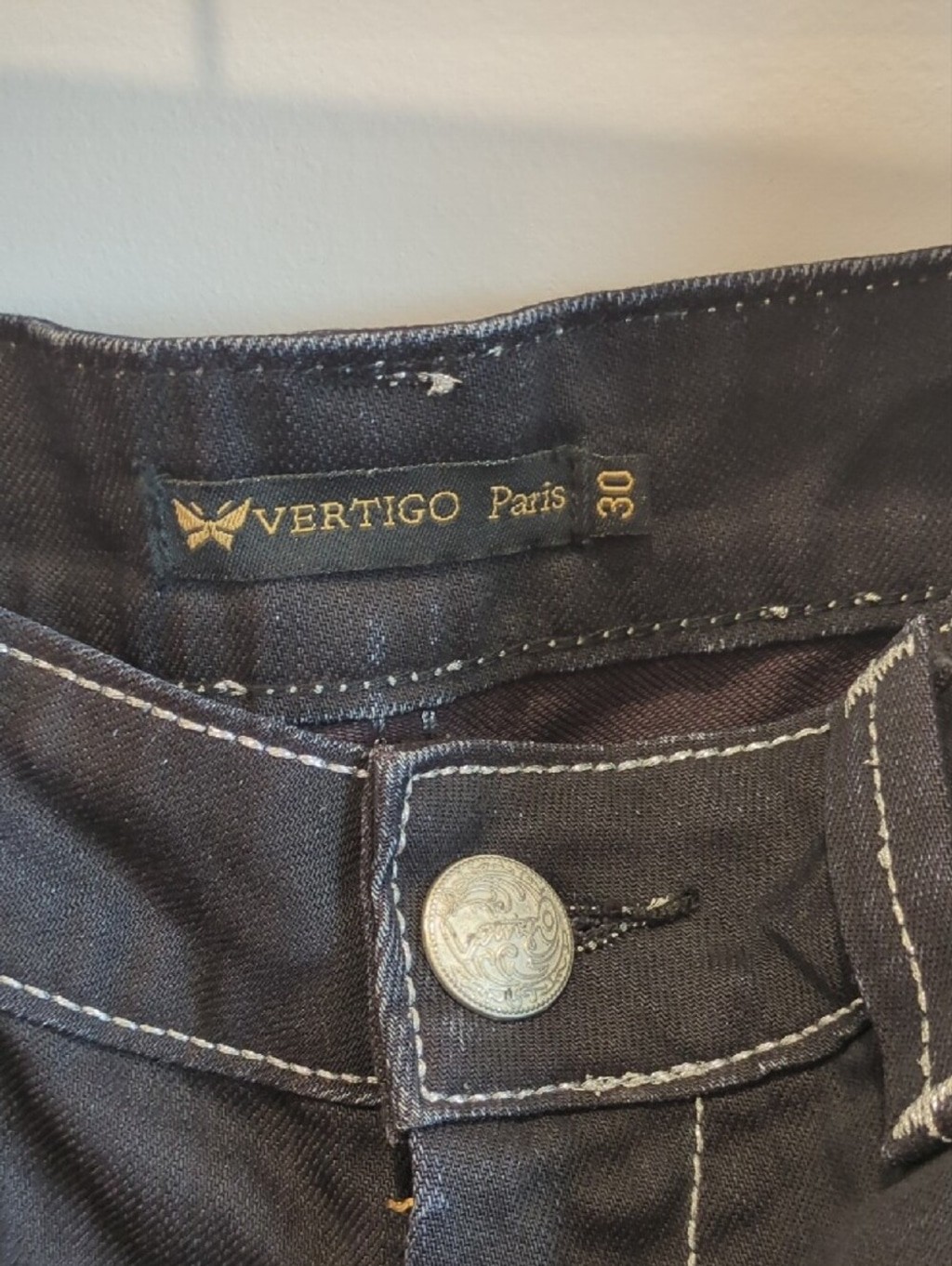 Y2K Vintage Denim Vertigo Paris Jeans Dark Wash Denim Zipper Low rise Size 30