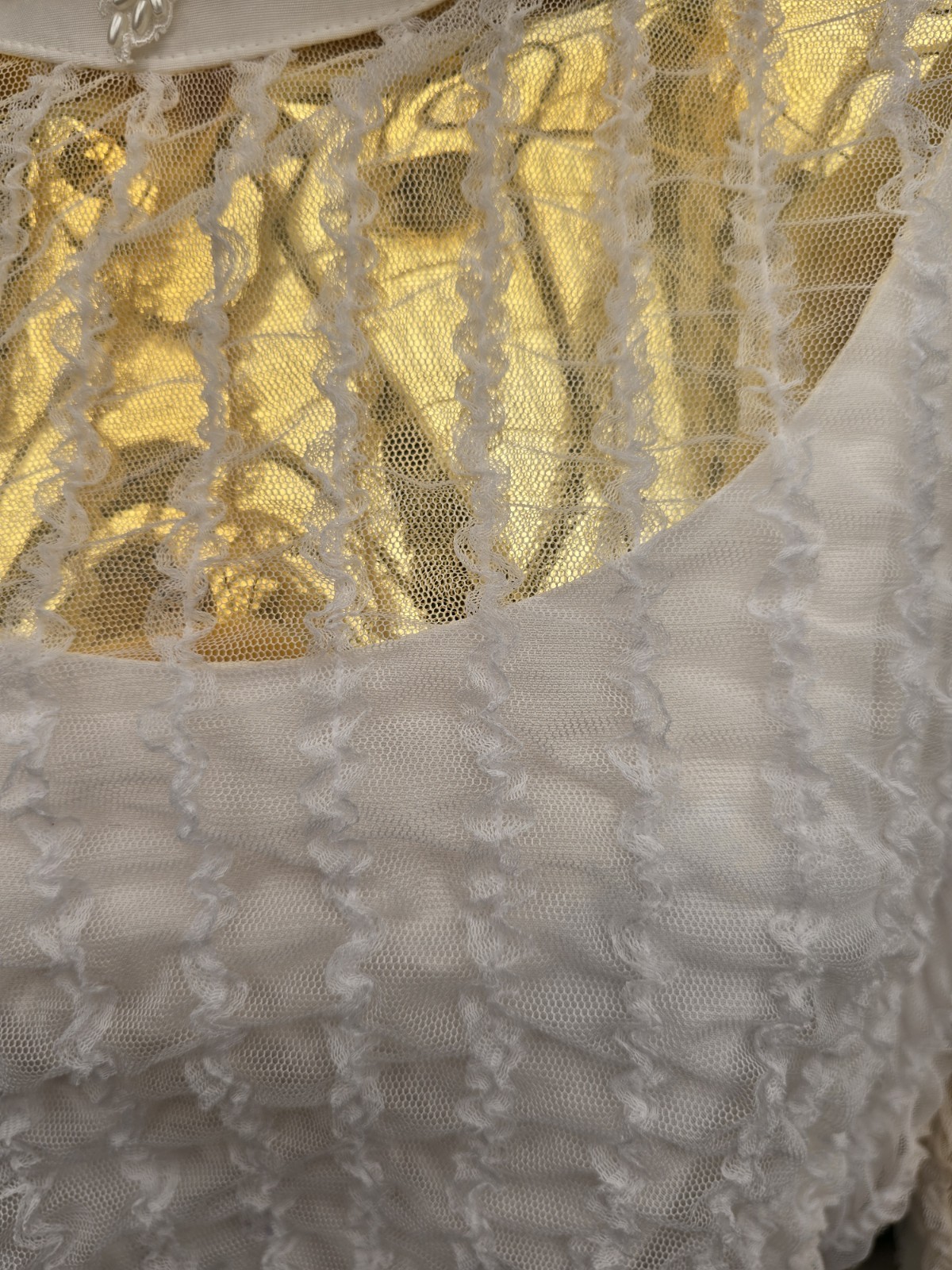 Vintage Recollections Lace Prairie Dress White Cottagecore Victorian L