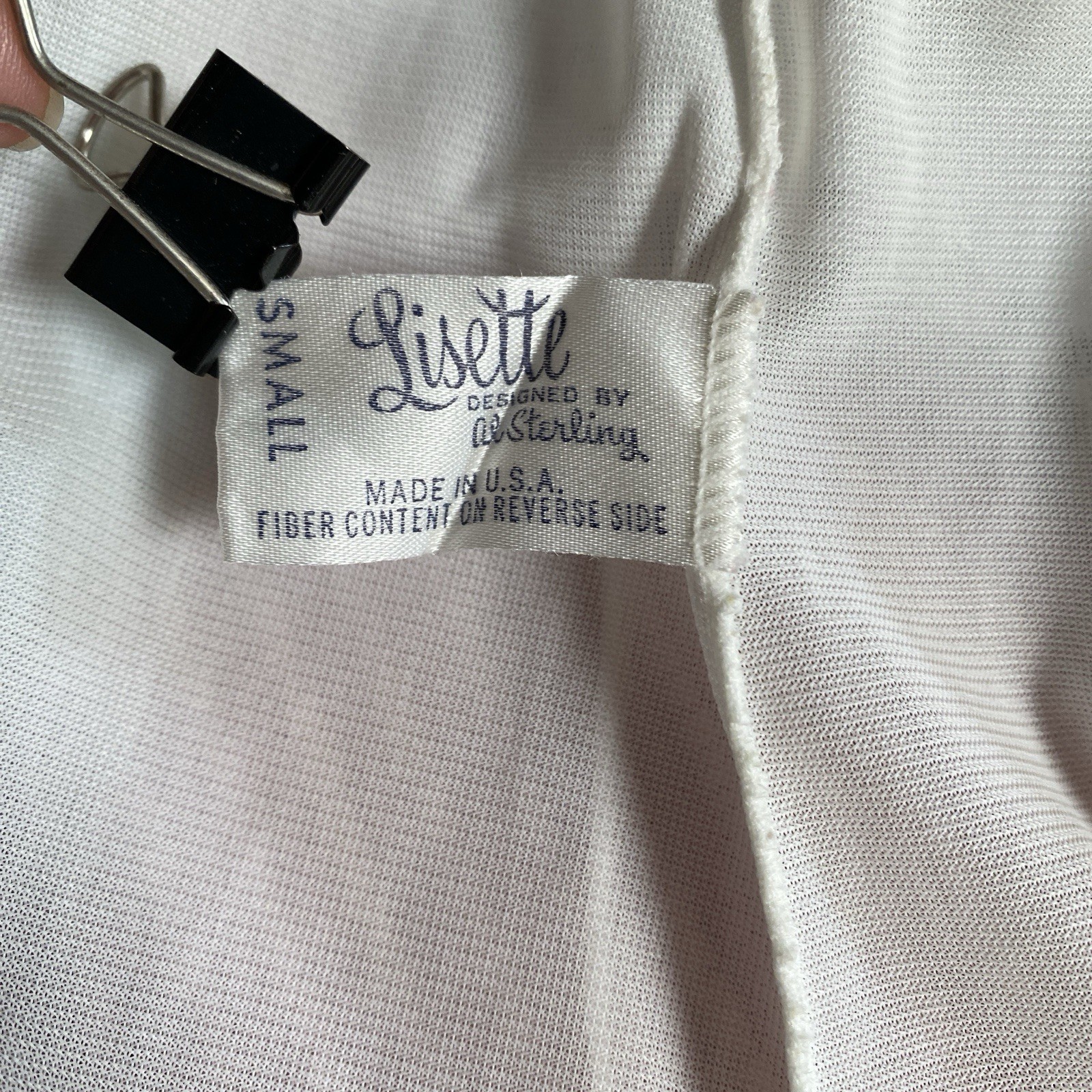 Vintage LISETTE Nylon CHIFFON Babydoll Nightgown S Lined Lace Trim