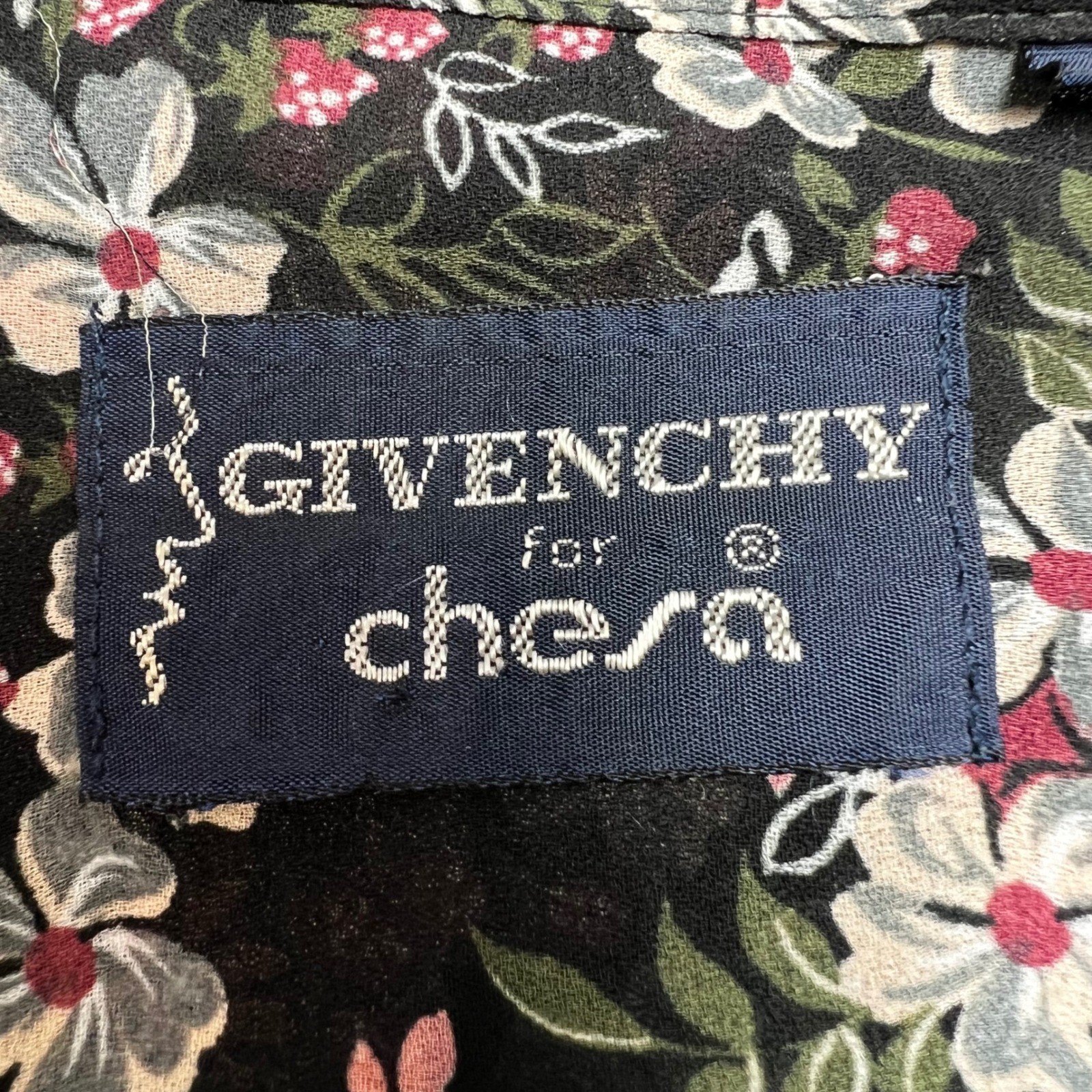 VTG 70s Givenchy for Chesa Floral Blouse 10 Office Siren Dark Fairy French Girl