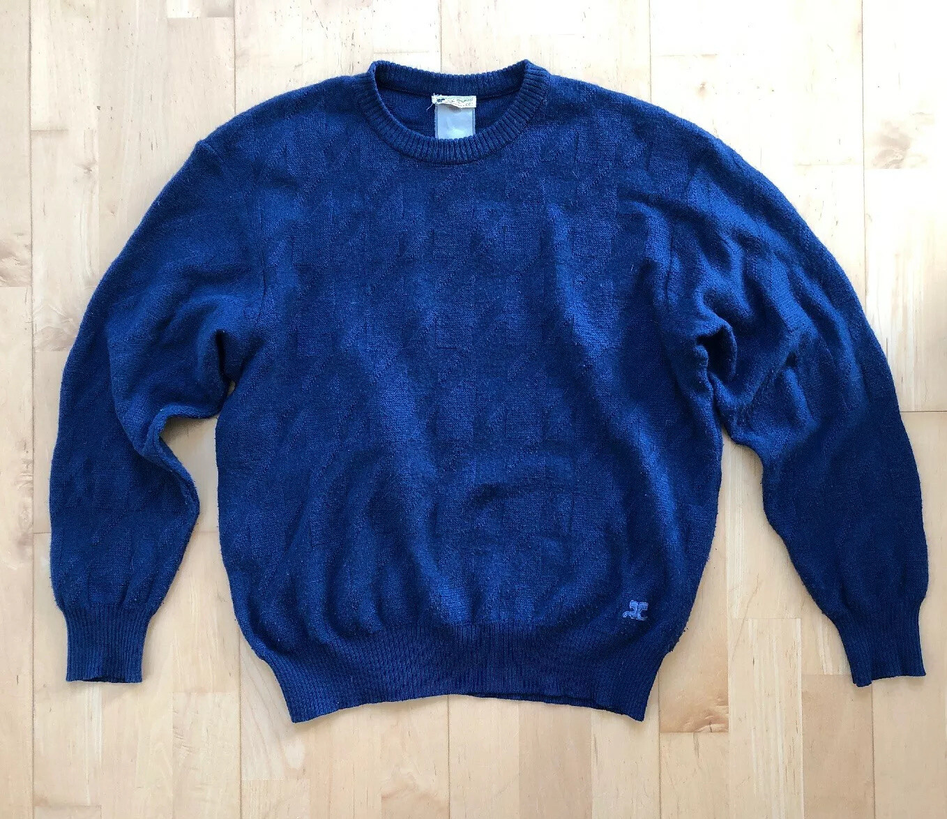 Vintage Courreges Paris Womans Blue Crew Neck Sweater Taille C