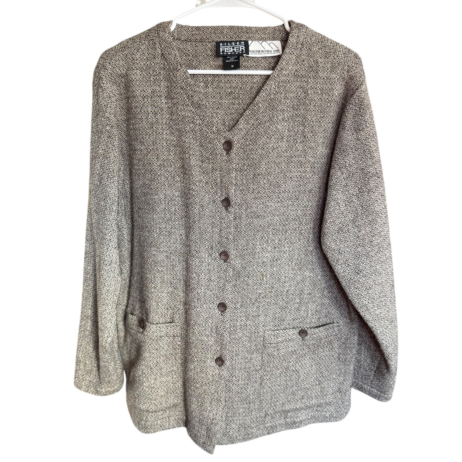 Vtg 80’s Eileen Fisher Winston Wool Jacket Sz M Quiet Luxury Retro