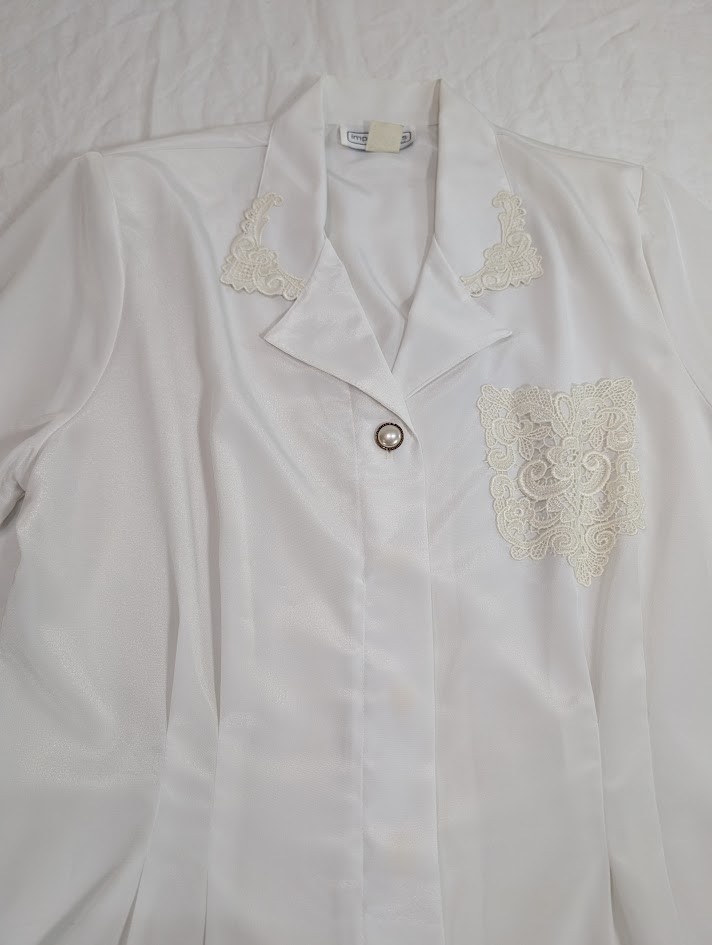 VTG Impressions of California women’s size 16 silky embellished blouse USA I9