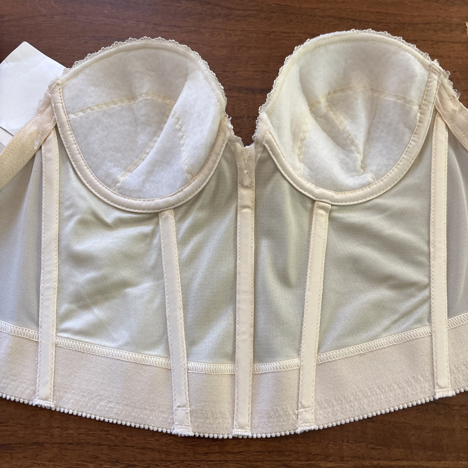 VTG 90s Backless by Smoothie Champagne Lace Long Line Bustier Bra 36B NWT NOS