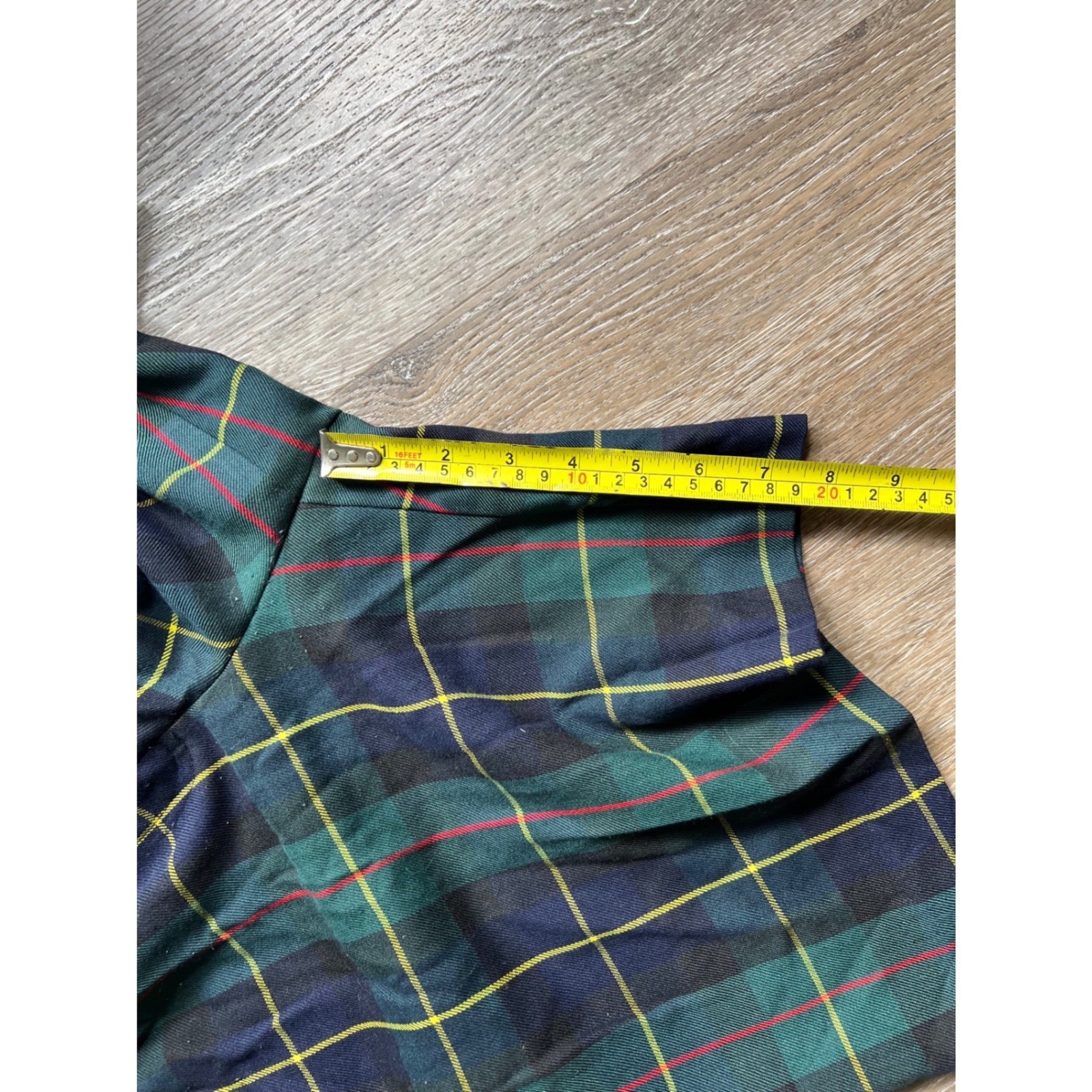 Counterparts Plaid Shorts Womens 8 Green Navy Blue High Waisted Pleated Vintage