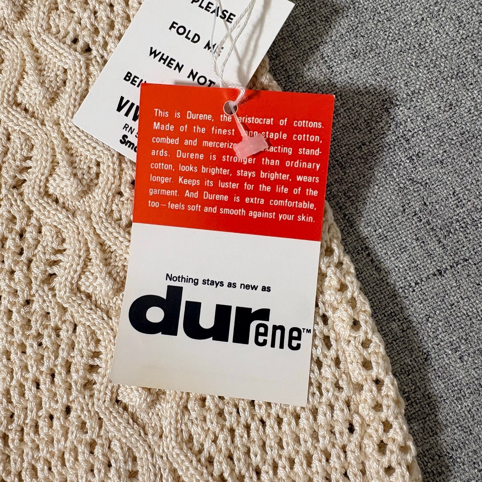Vintage Vivanti Short Sleeve Cable Knit Sweater Durene Cotton Cream Small NWT