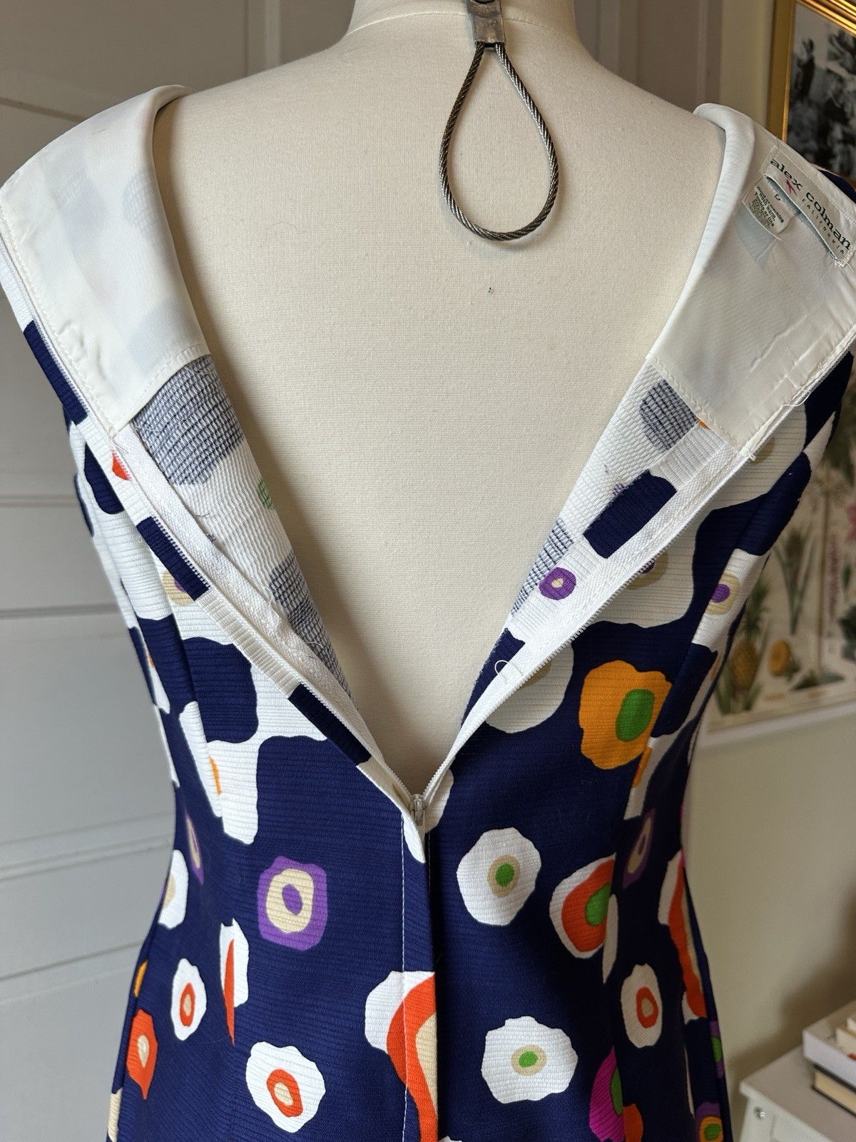 Vintage 60s Alex Coleman Abstract Mod Floral Print Dress EUC!