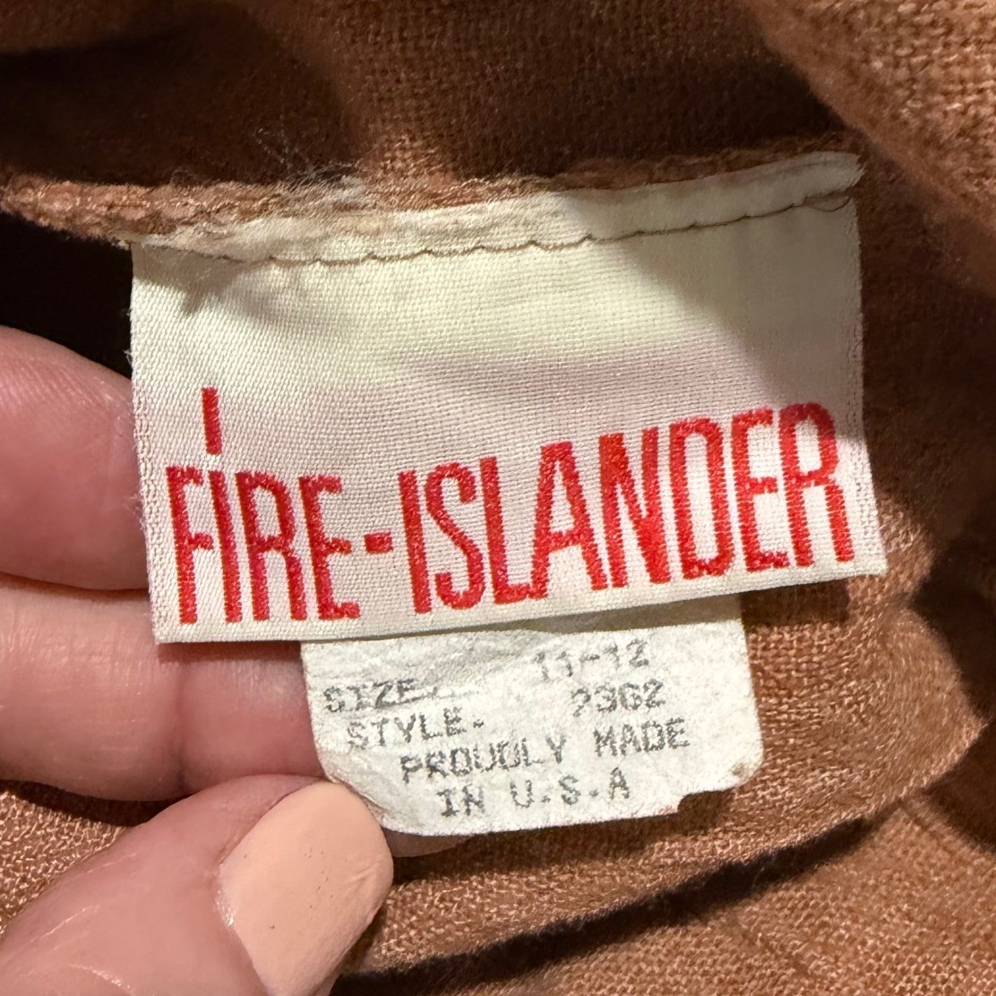 Fire Islander Brown Textured Pants Elastic Waist Made in USA Size 11/12 Vintage