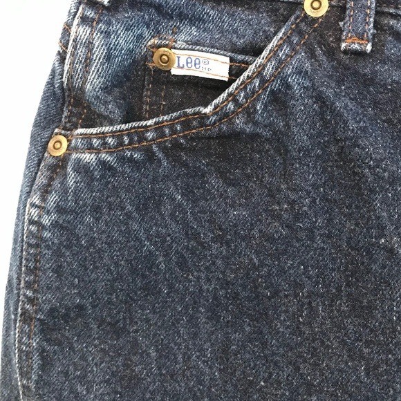 Vintage Lee High Waisted Mom Jeans Dark Wash Tapered Leg Made in USA Size 16 Med