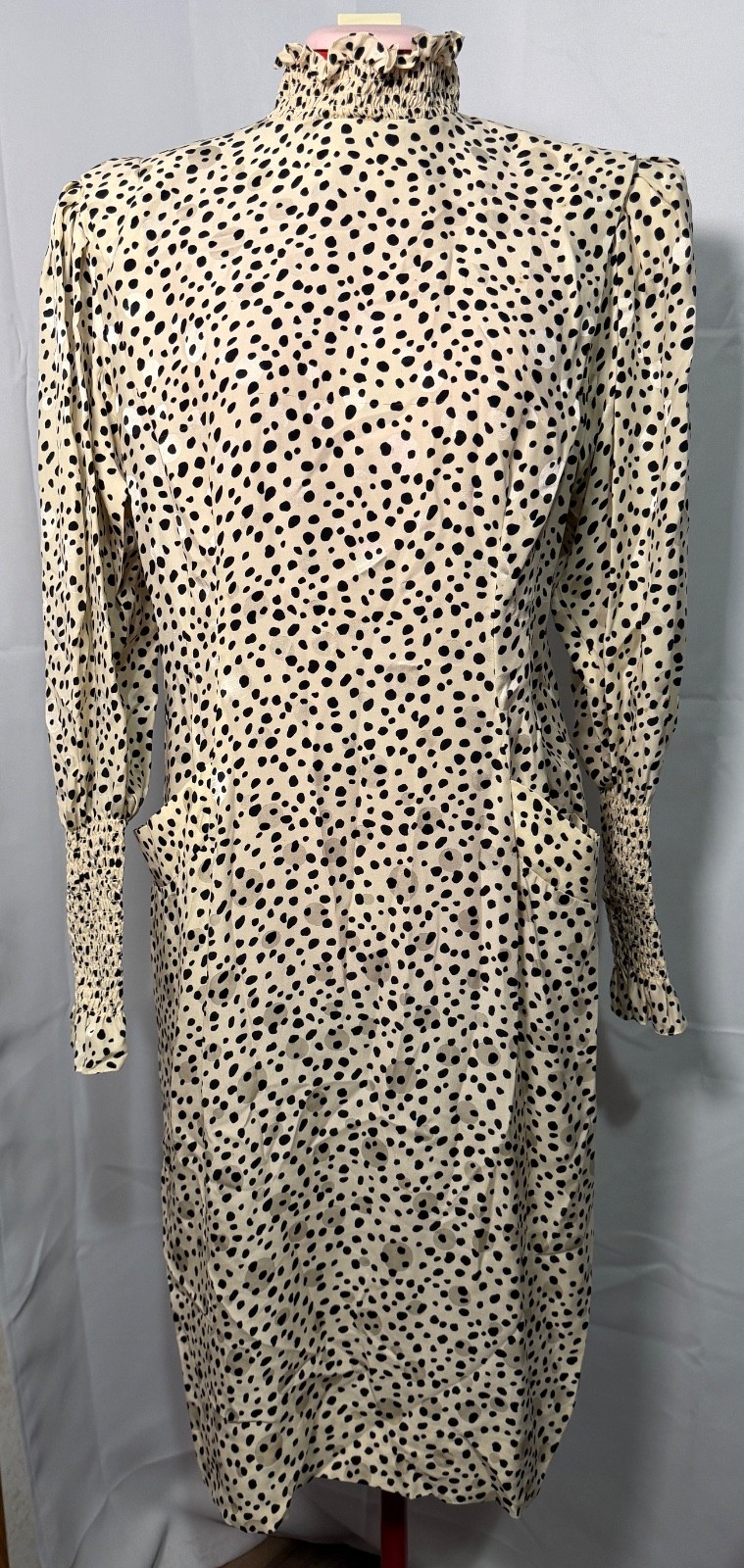 VINTAGE 1980s Stanley Sherman Silk Long Sleeve Animal Print Sheath Dress – 12