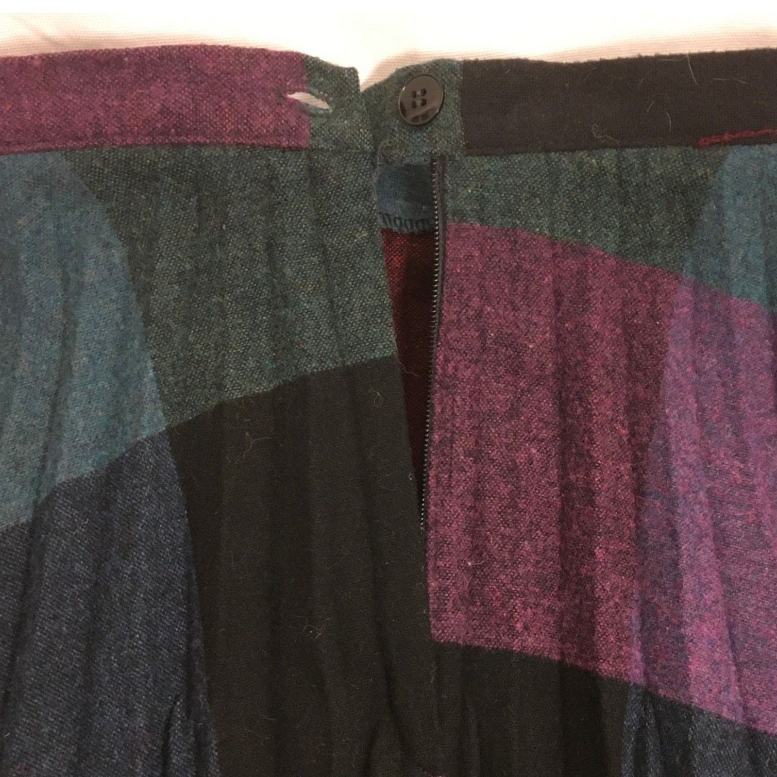 Casual Corner Vintage Wool Pleated A-Line Midi Skirt Diamond Pattern