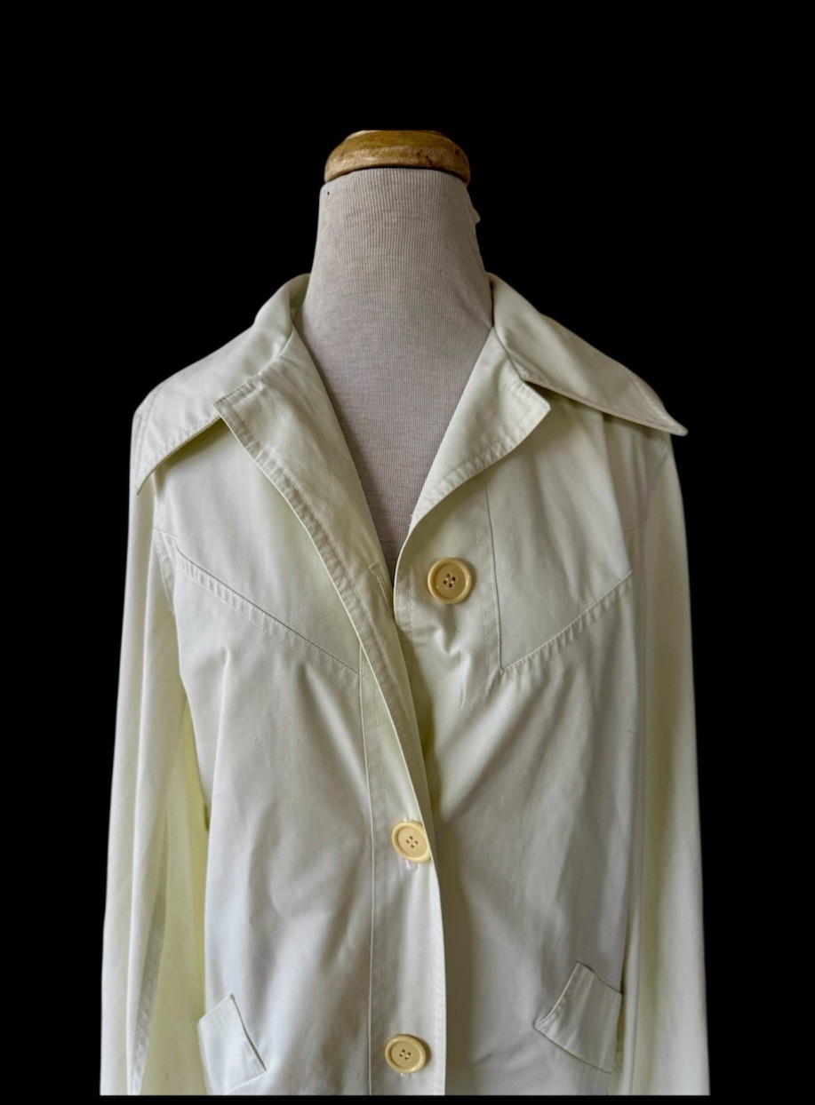 Vtg 70s Ivory Canvas Cape Jacket OS Cloak Boho Classic *No Belt * As Is