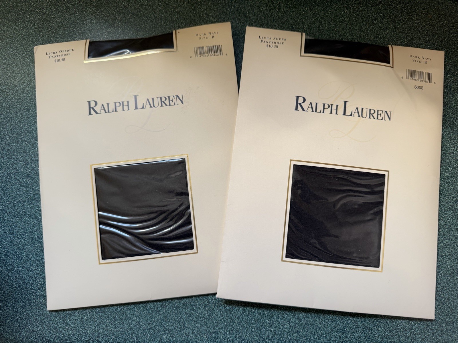 Vintage Ralph Lauren Pantyhose Lot 2 Size B Dark Navy Sheer Opaque NIP NOS