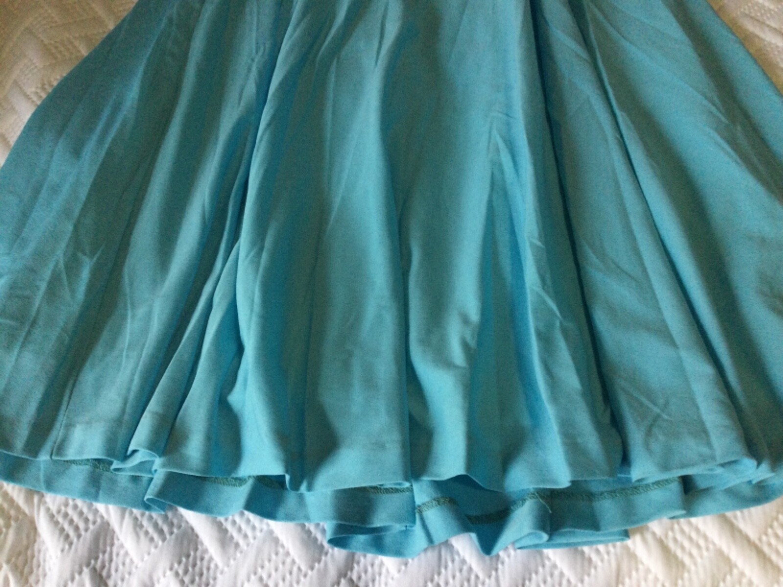 Vtg 70s LK Lucky Tops Knit Blue Flared Skirt Size Small