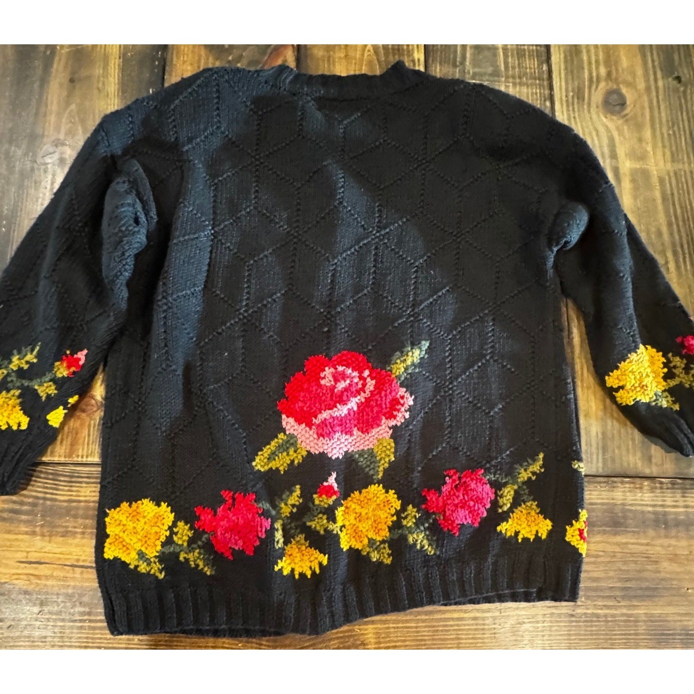 Vintage Lydia Jane Floral Sweater Women M Cotton Blend Button Front Cottagecore