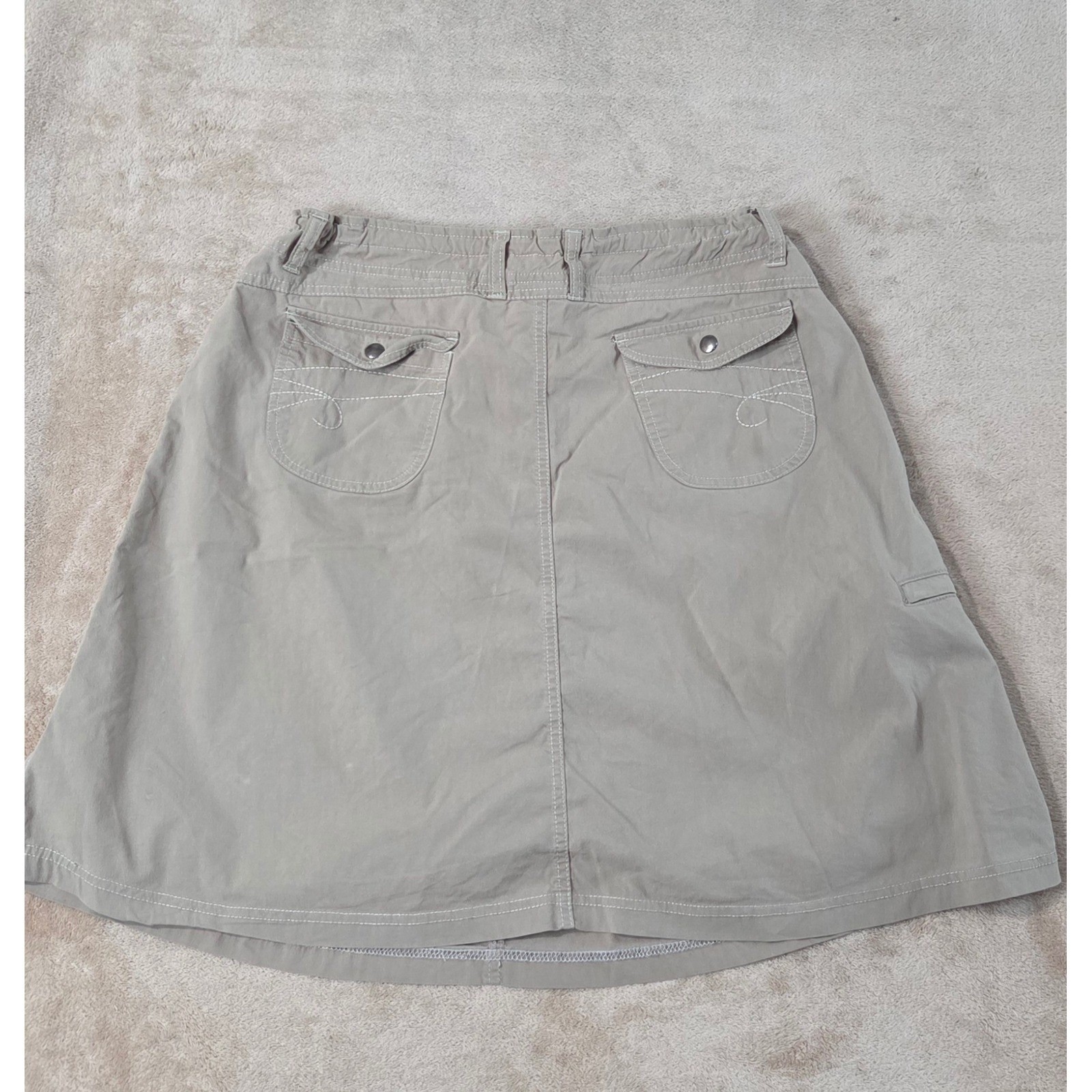 Kuhl Vintage Skirt Womens 12 khaki tan outdoor cargo pocket Trail skort hiking