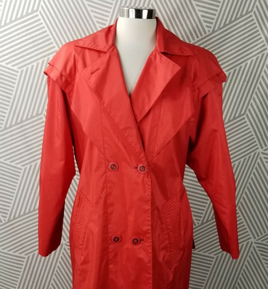Vintage Womens Trench Coat size 7/8 long Raincoat professional Cosplay costume