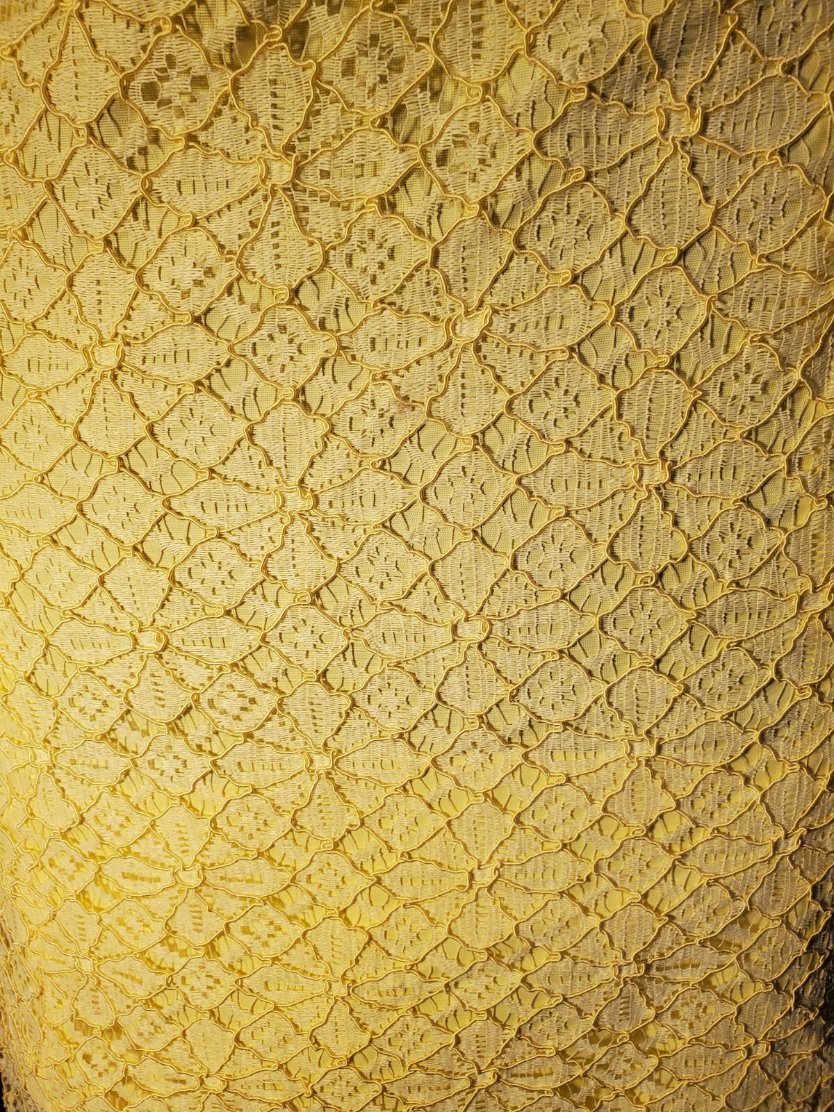 Vtg 50s/60s Elinor Gay Sleeveless Yellow Dress SMALL Embroidered Lace