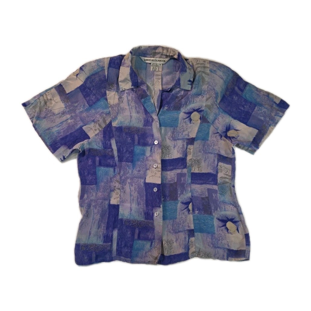 Vintage Annie Alexander 100% Silk Button Up Blouse – Size M