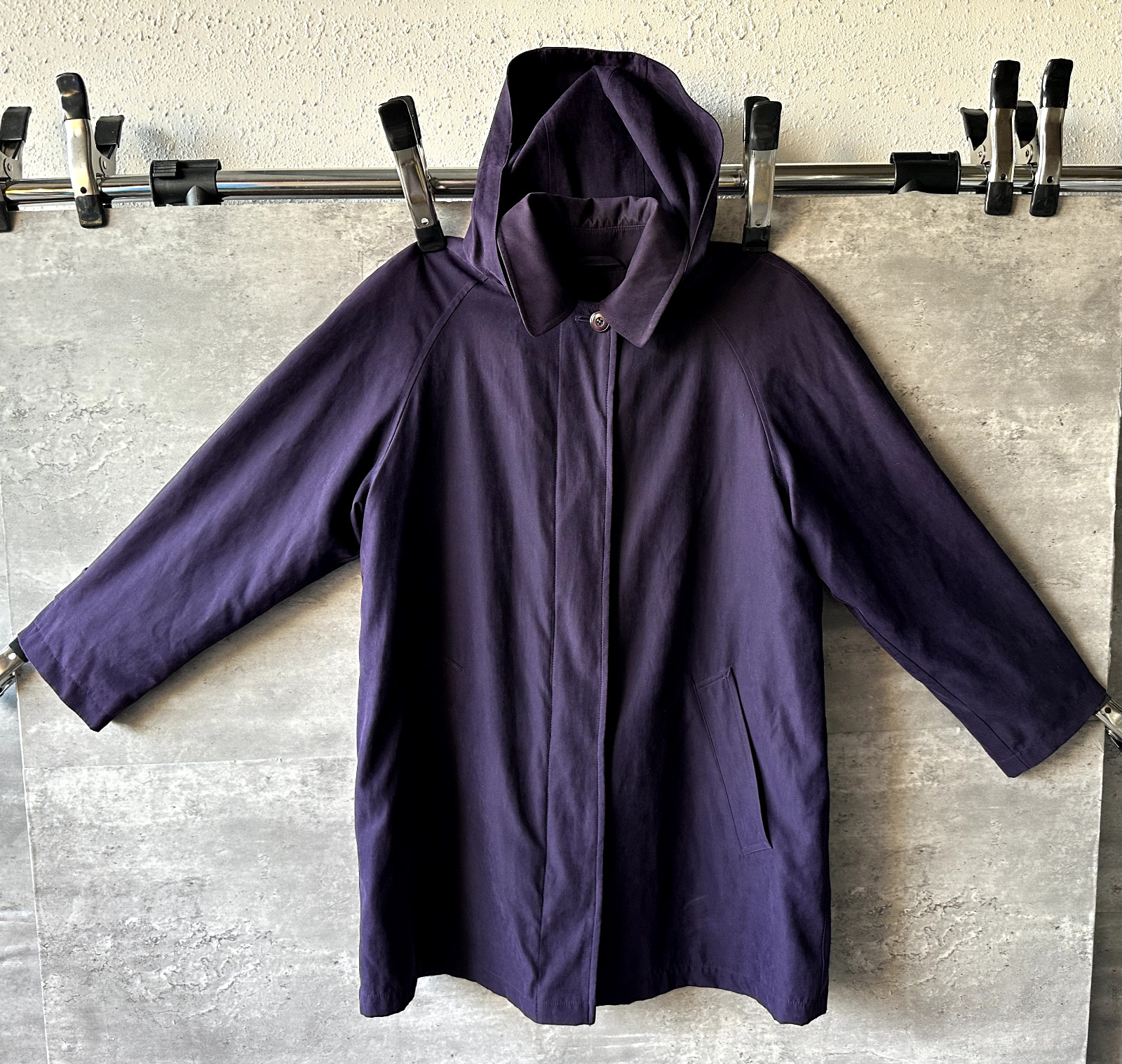 Vintage 1990s London Fog Purple Polyester & Nylon Blend Hooded Coat Size M PET