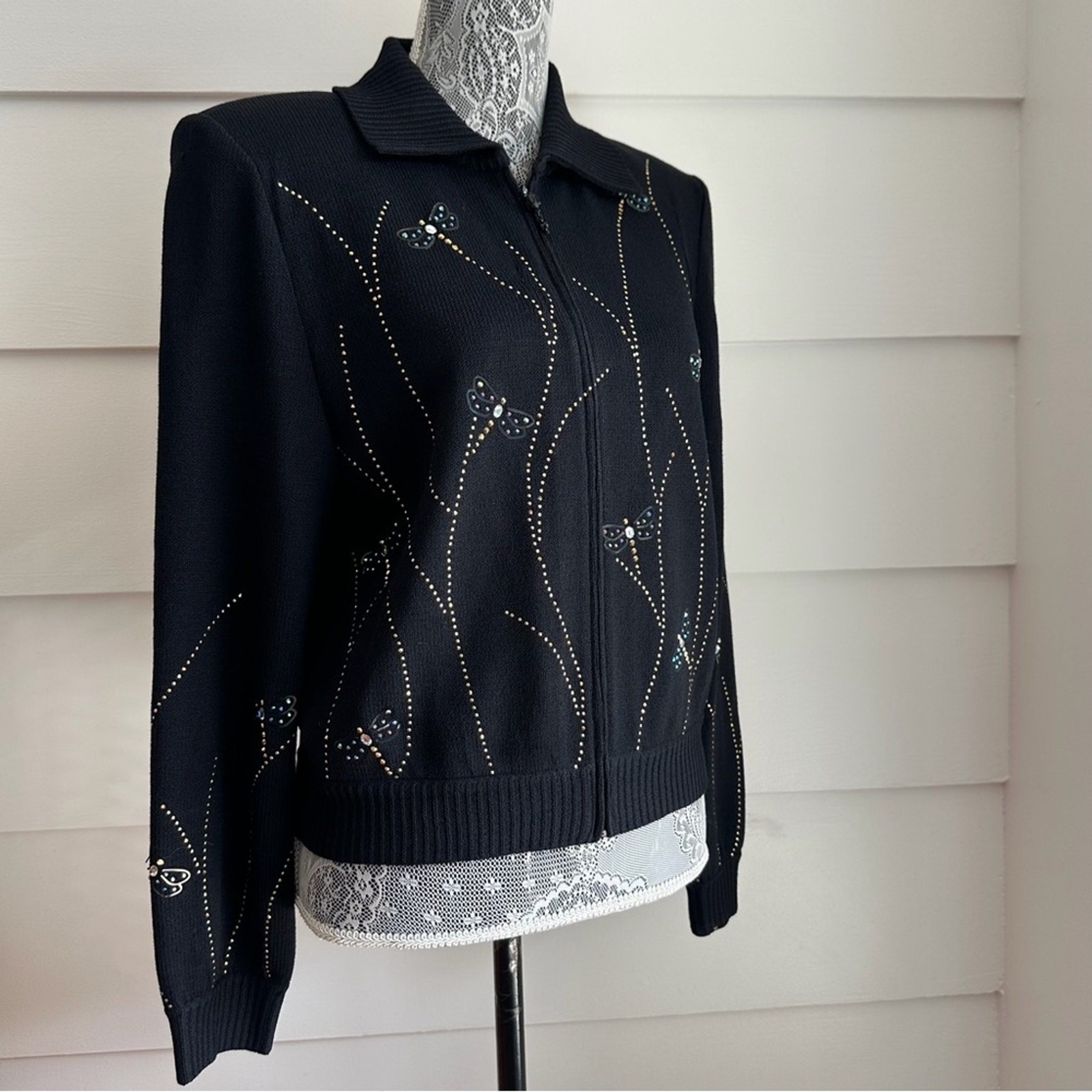 Vintage St.John Evening Knit Jacket with Dragonflies size 8