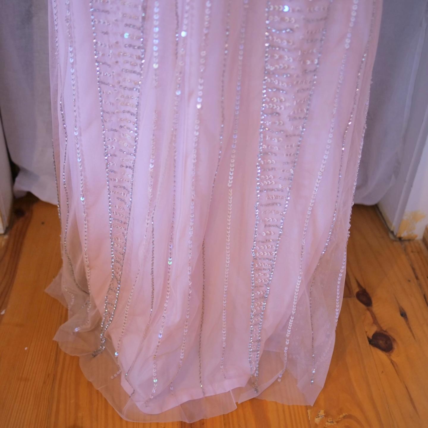 vtg 90s CACHE Y2K Pink Sequins Beaded Mermaid Maxi Dress Whimsigoth Fairycore 2