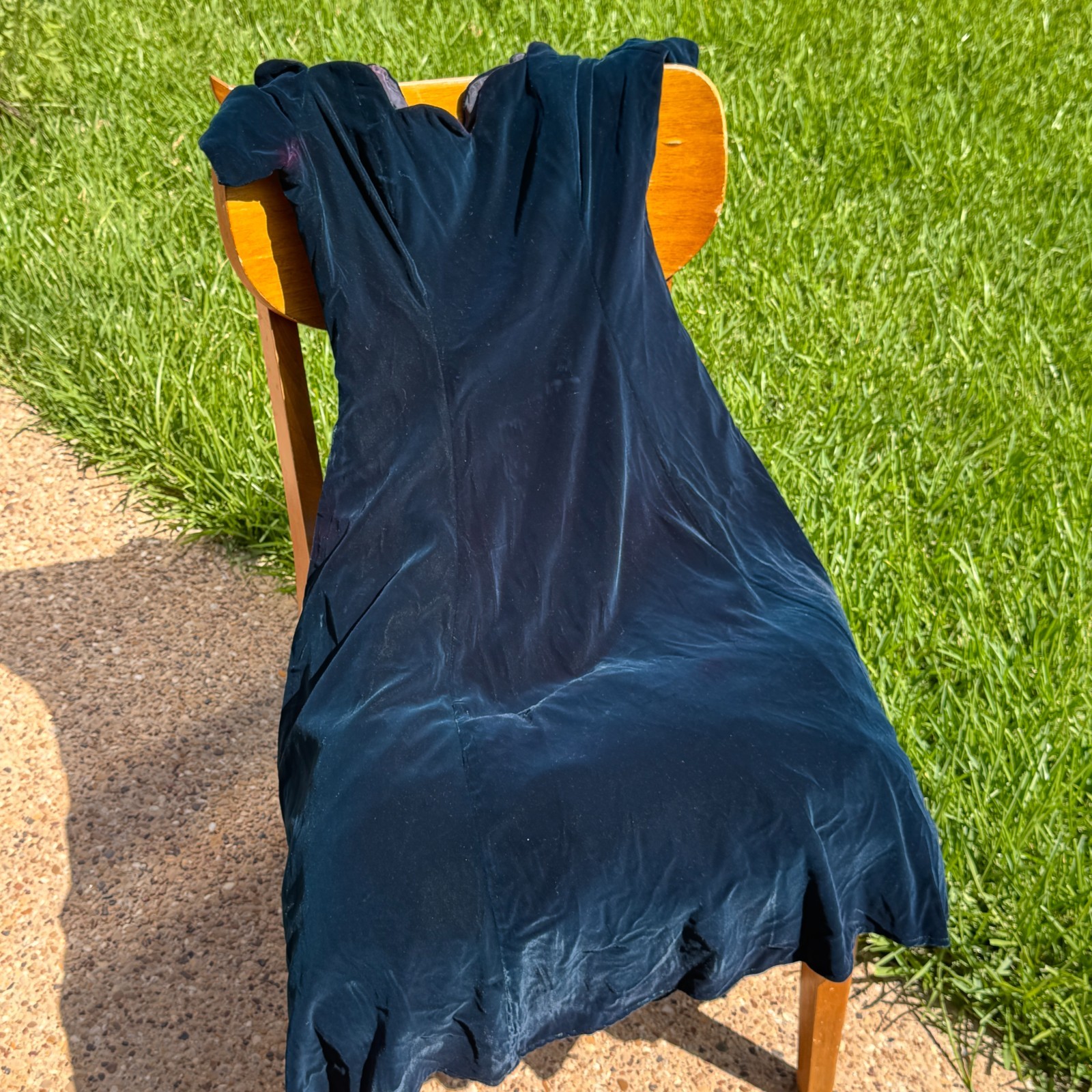 Vintage Karen Lucas for Nite Teal Velvet Off Shoulder Formal Dress Size 10