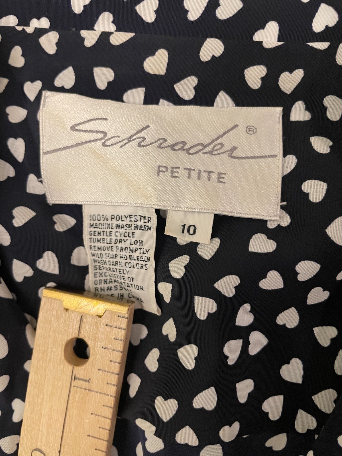 Vintage 80s Schrader Secretary Shirt Dress-Women’s 10P-Black White Heart Pattern