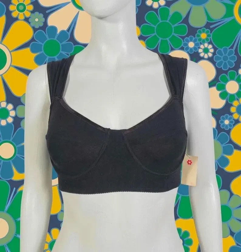 Vintage 1990s Deadstock Cotton Spandex Blend Underwire Bra Made In USA Size 32