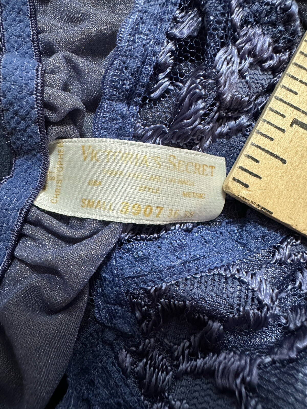Vintage Victorias Secret Blue Nylon Lace Panties Size S Style 3907