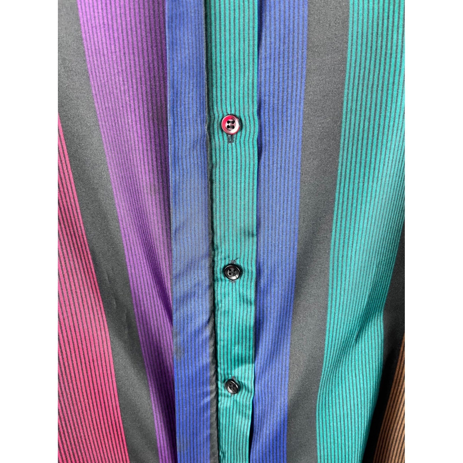 Vintage Cheryl Tiegs Blouse Womens 8 Multicolor Stripe Button Front USA Made